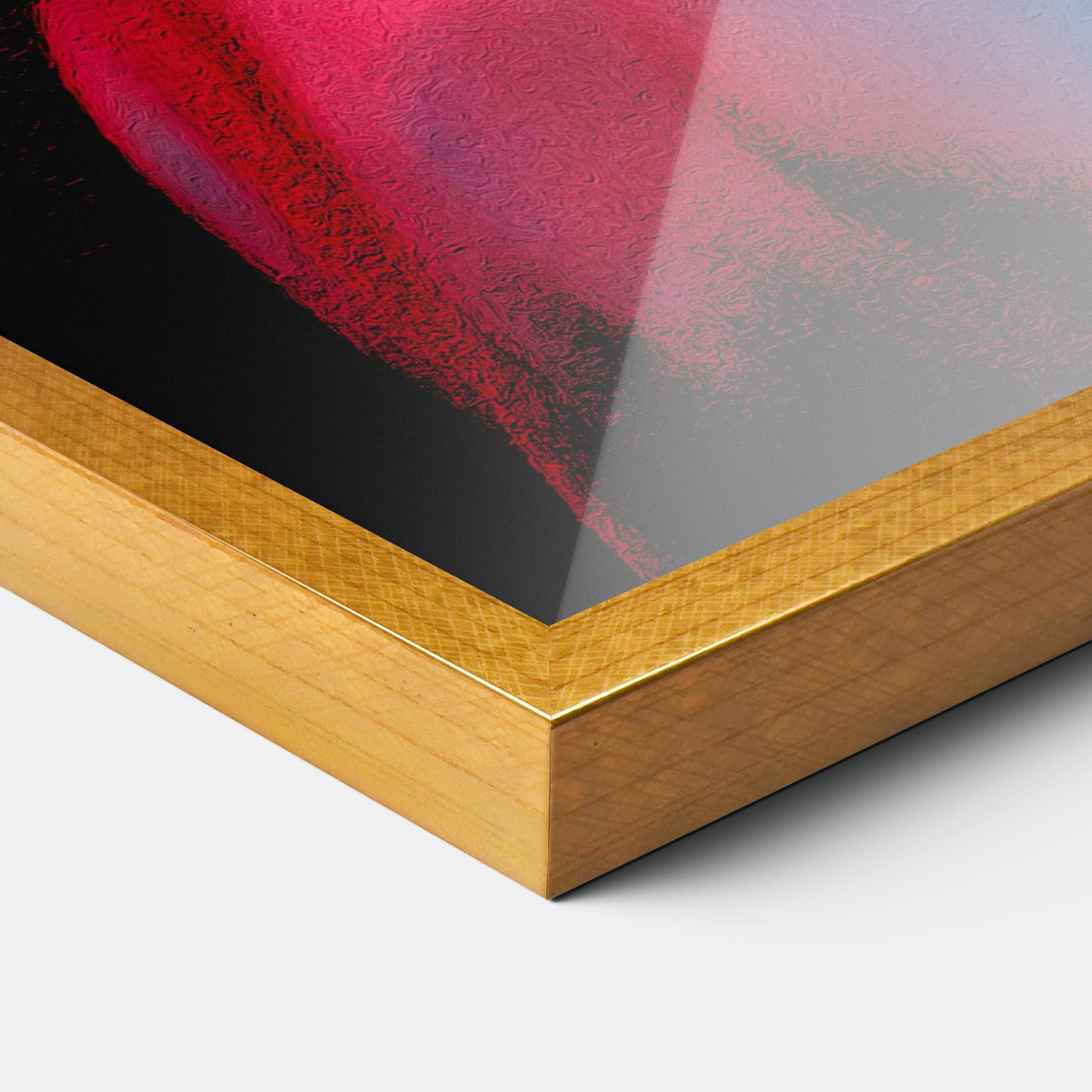 Gerahmte Poster Red Blue Earrings mockup 3