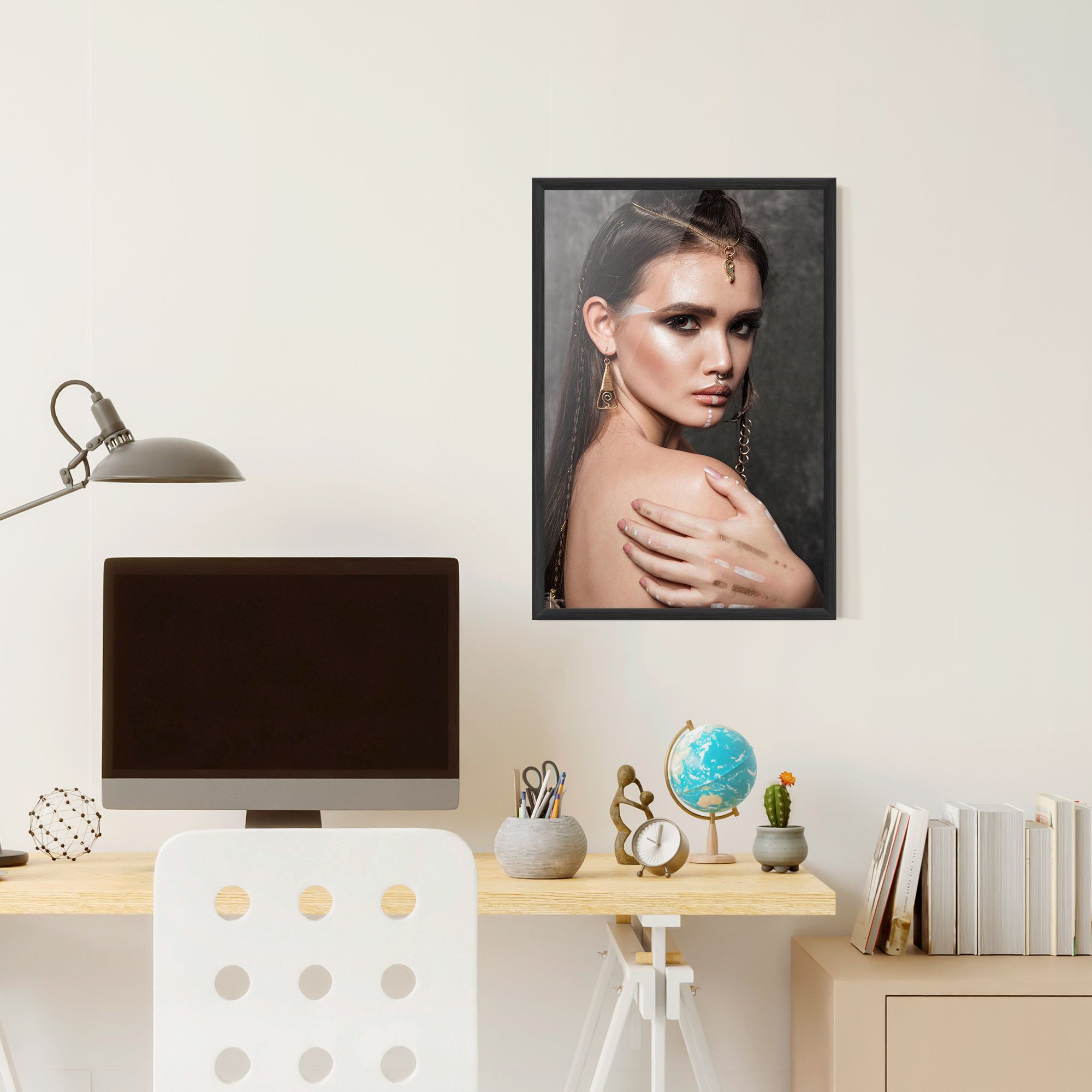 Gold Triangle Earring mockup 6