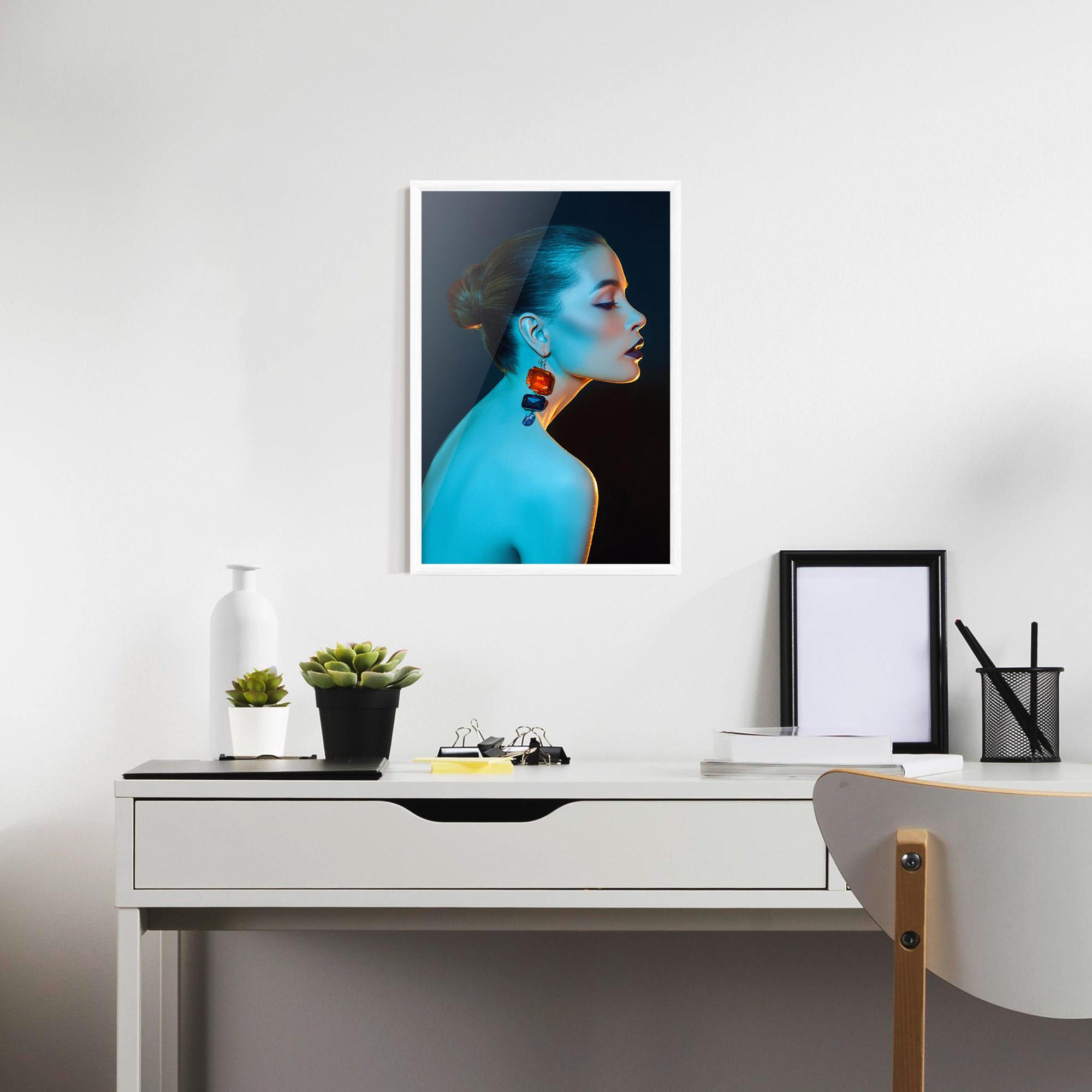 Gerahmte Poster Blue Light Earring mockup 7