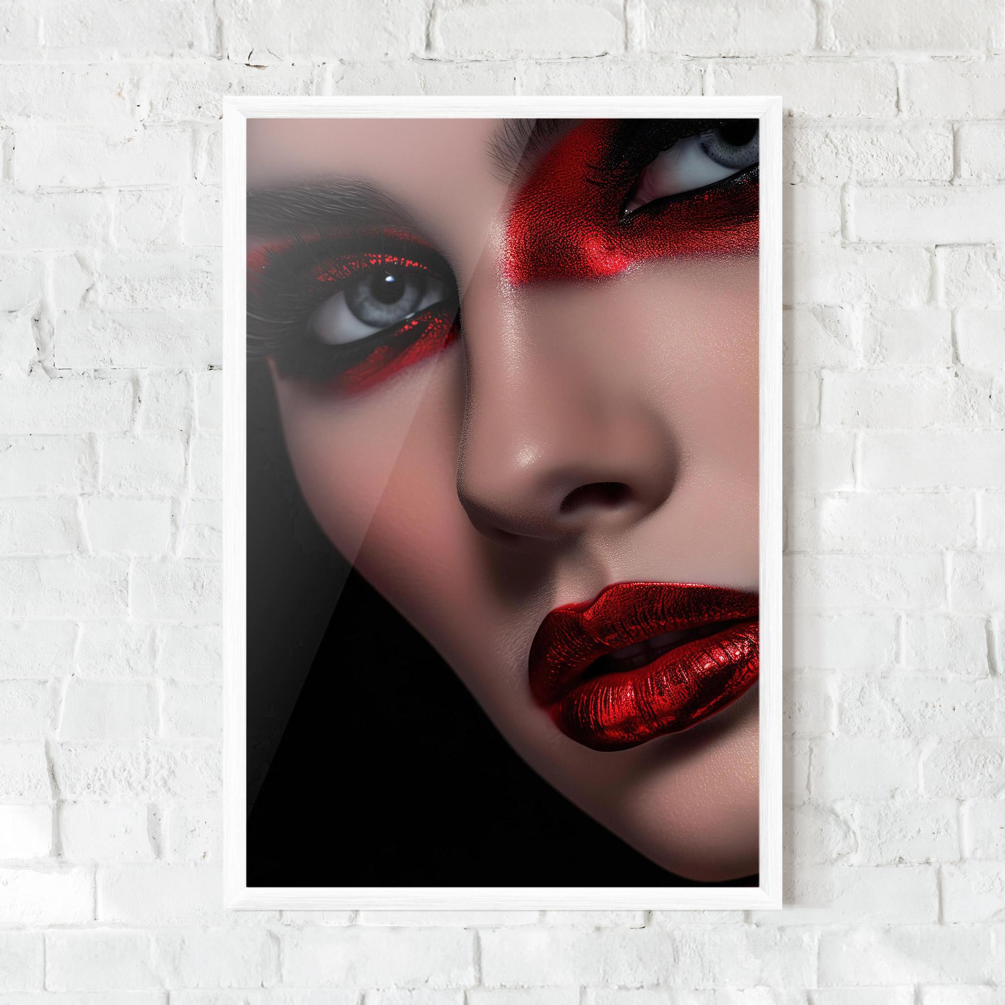 Gerahmte Poster Close Up Red Makeup mockup 0