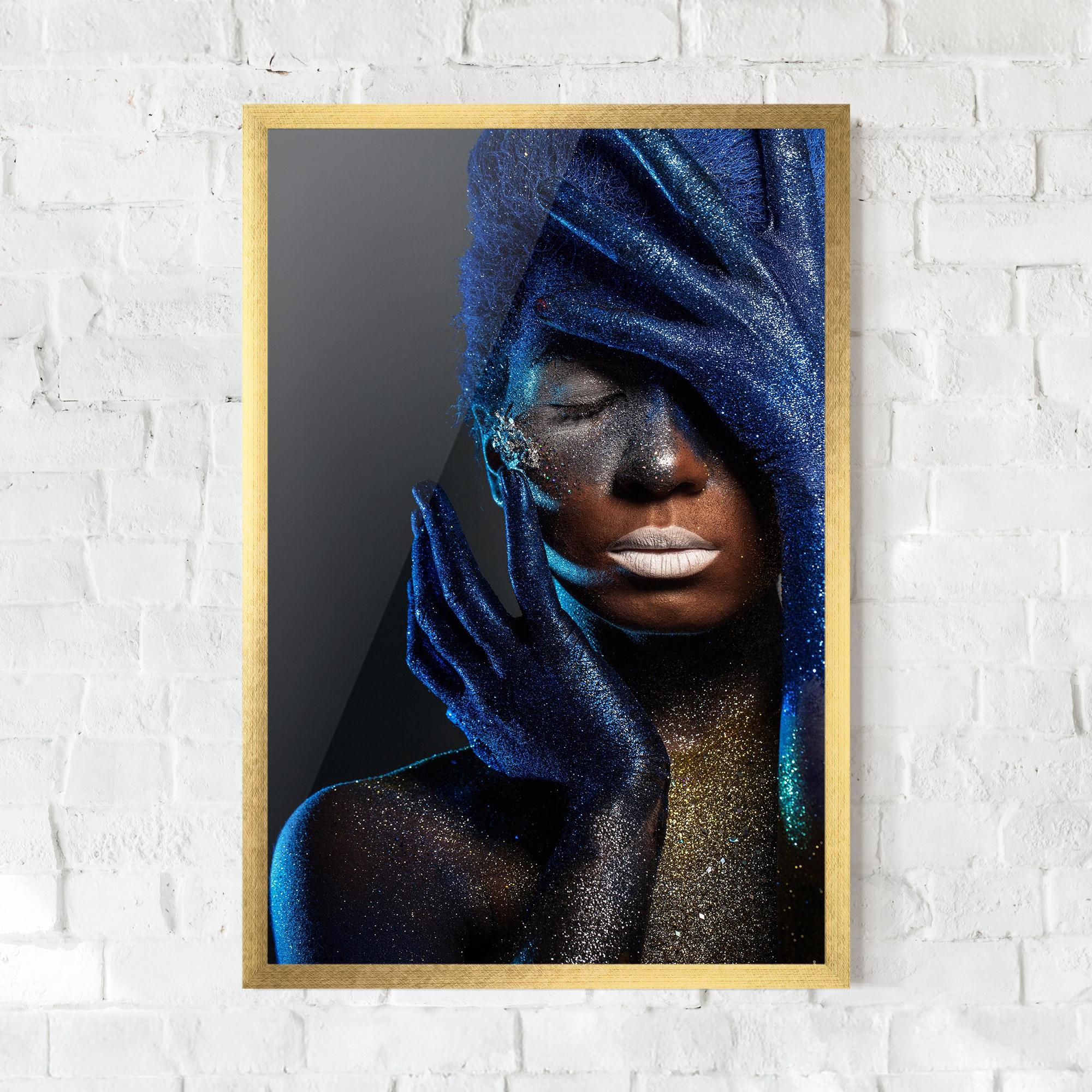 Gerahmte Poster Blue Hair Hands mockup 0