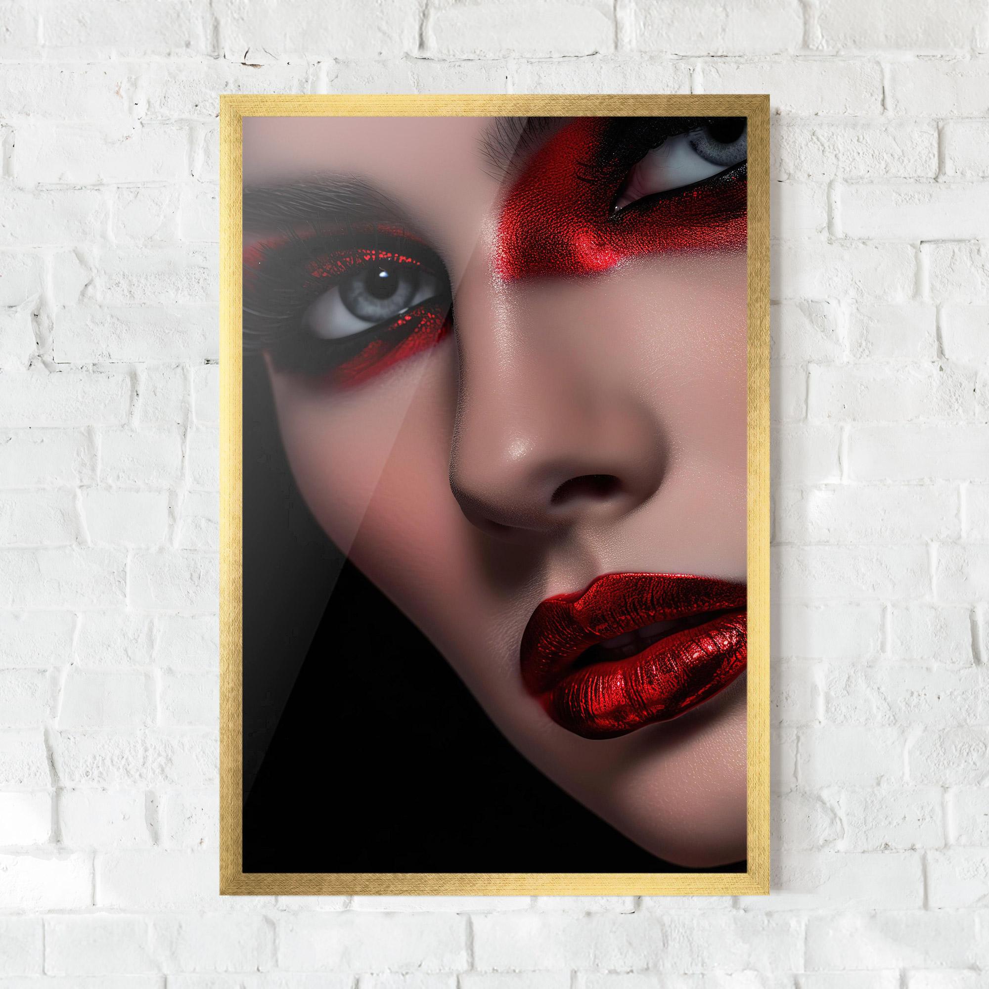 Gerahmte Poster Close Up Red Makeup mockup 0