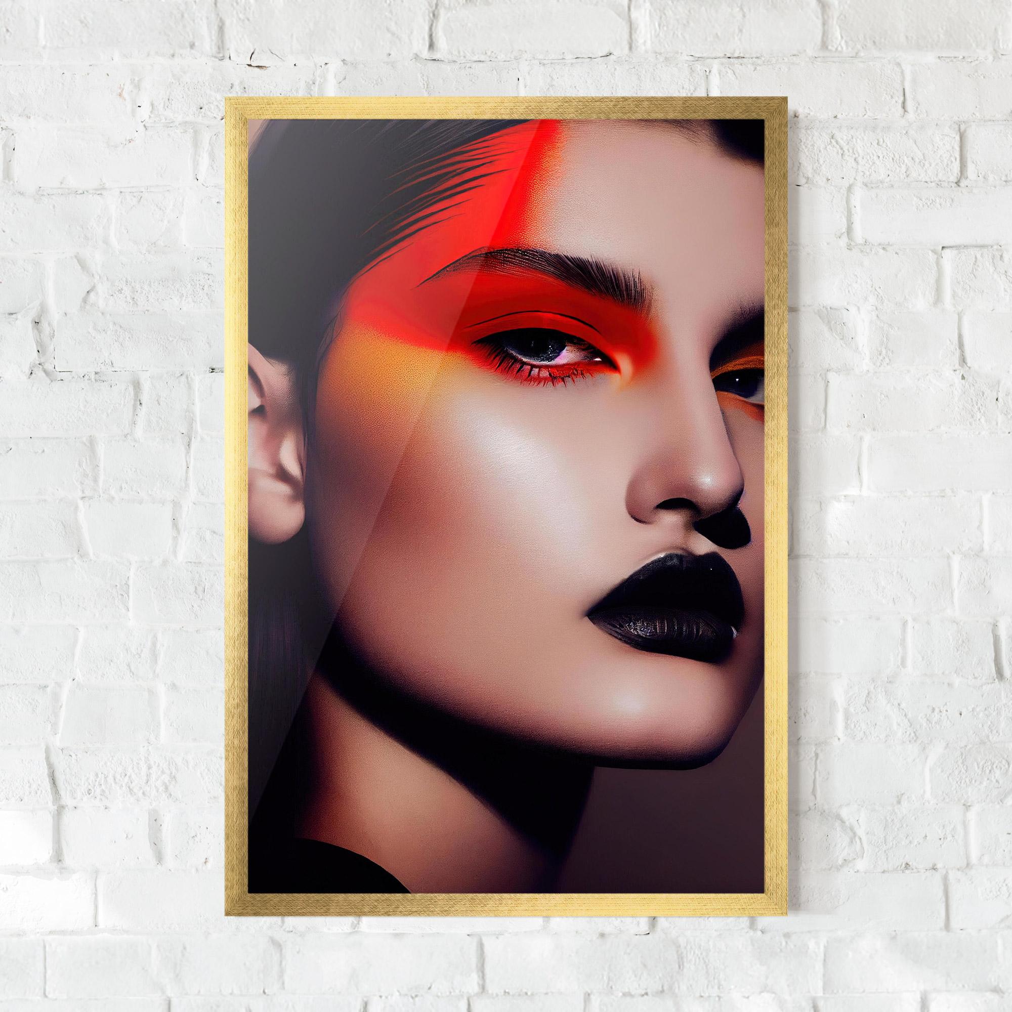 Gerahmte Poster Strong Red Makeup mockup 0