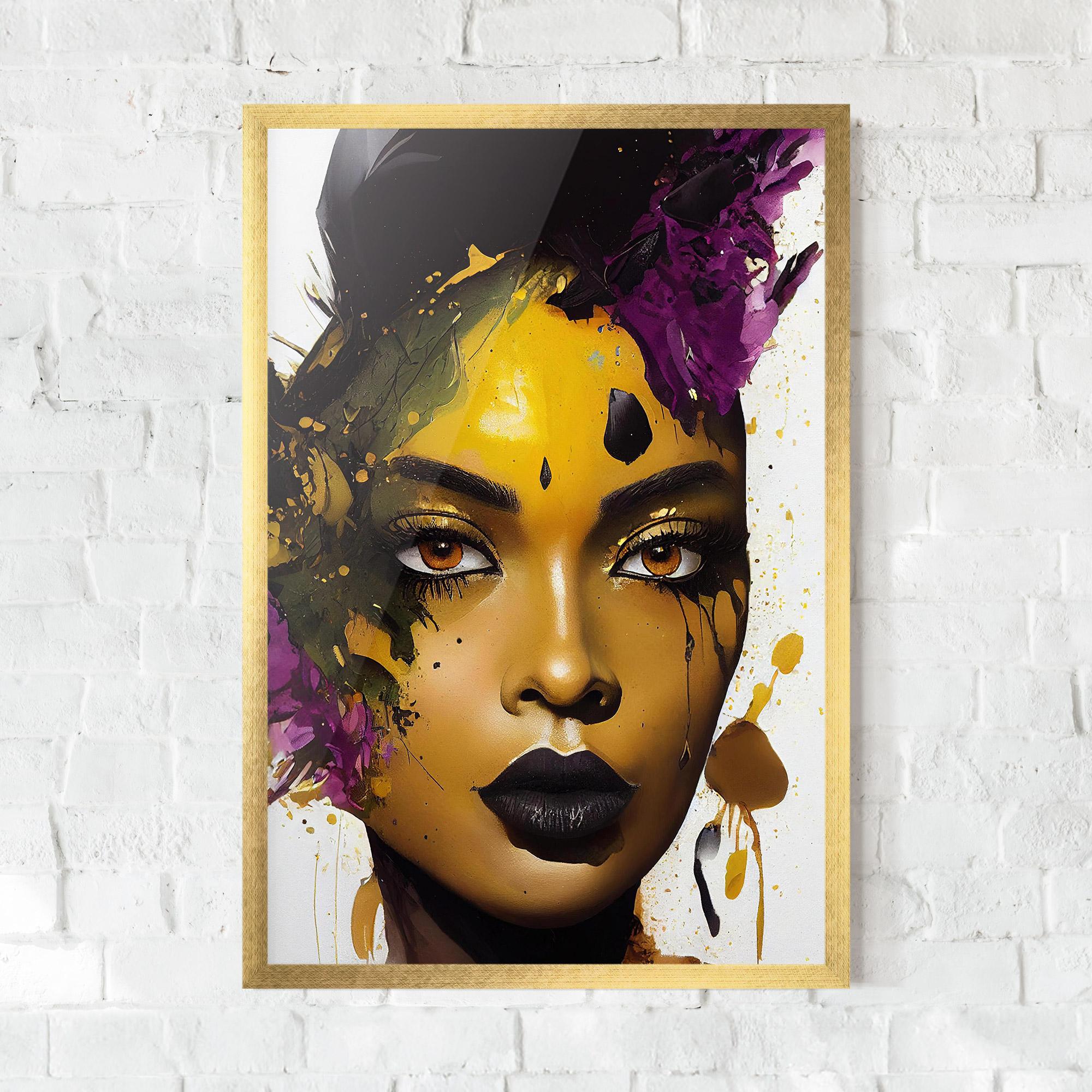 Gerahmte Poster Yellow Black Lips Makeup mockup 0