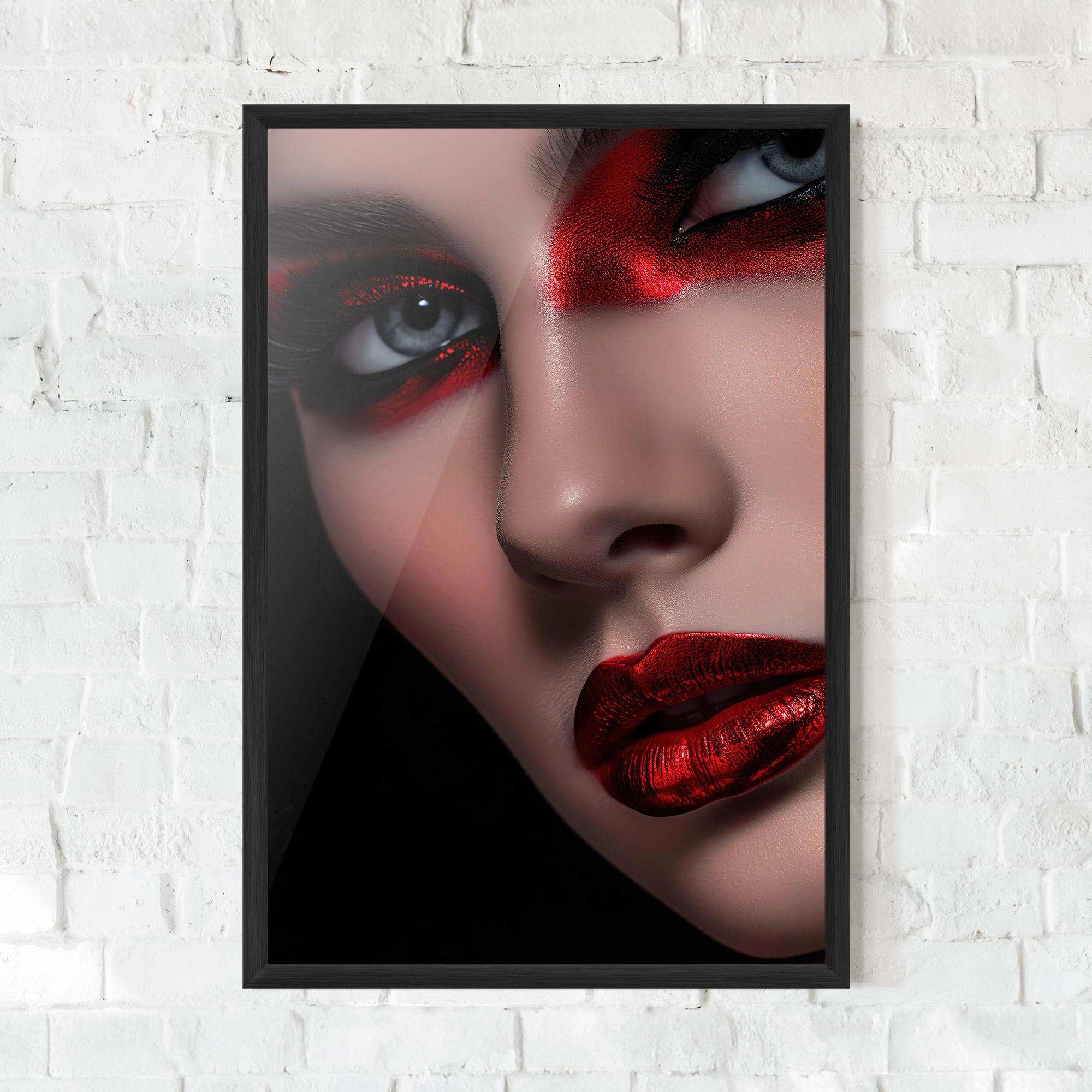 Gerahmte Poster Close Up Red Makeup mockup 0