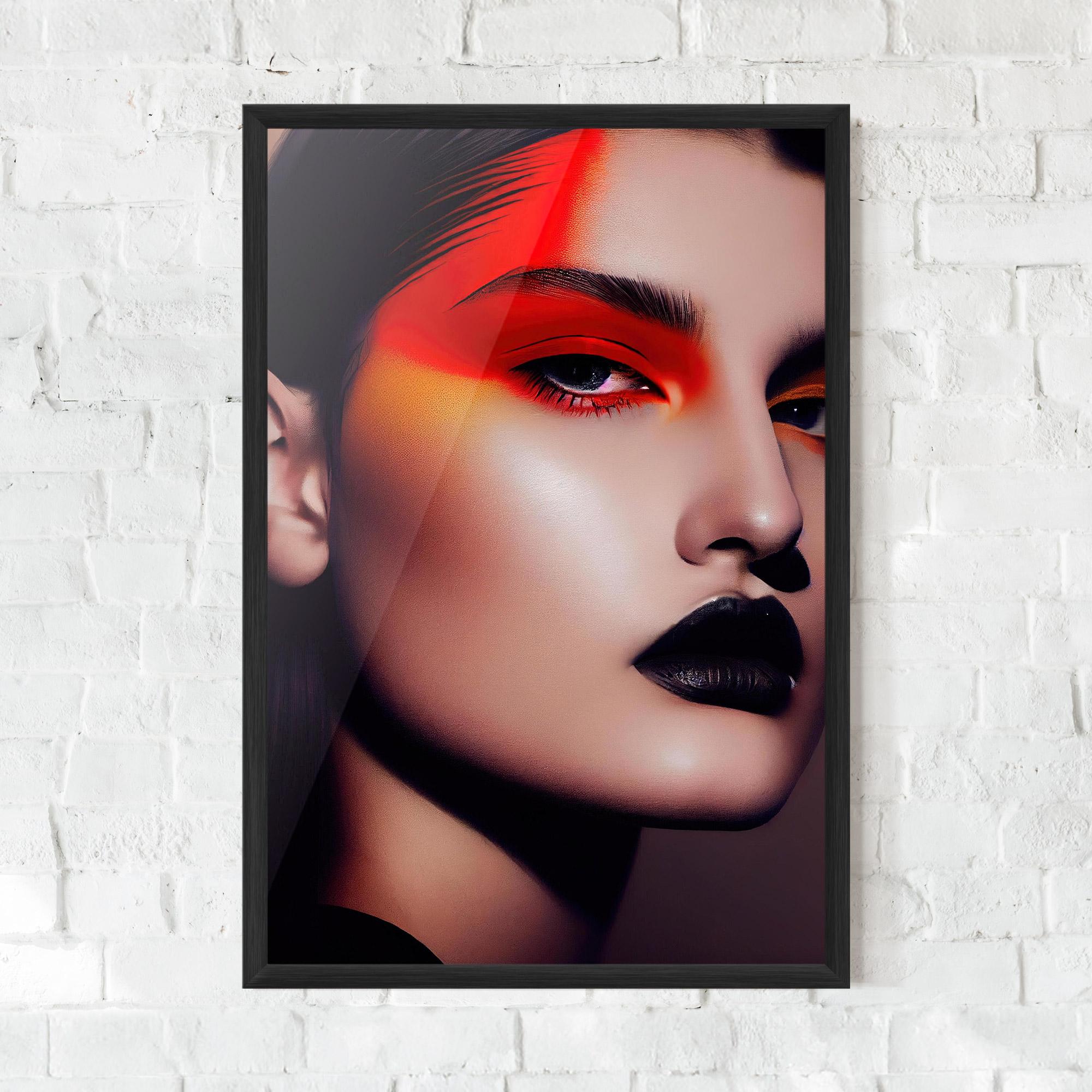 Gerahmte Poster Strong Red Makeup mockup 0