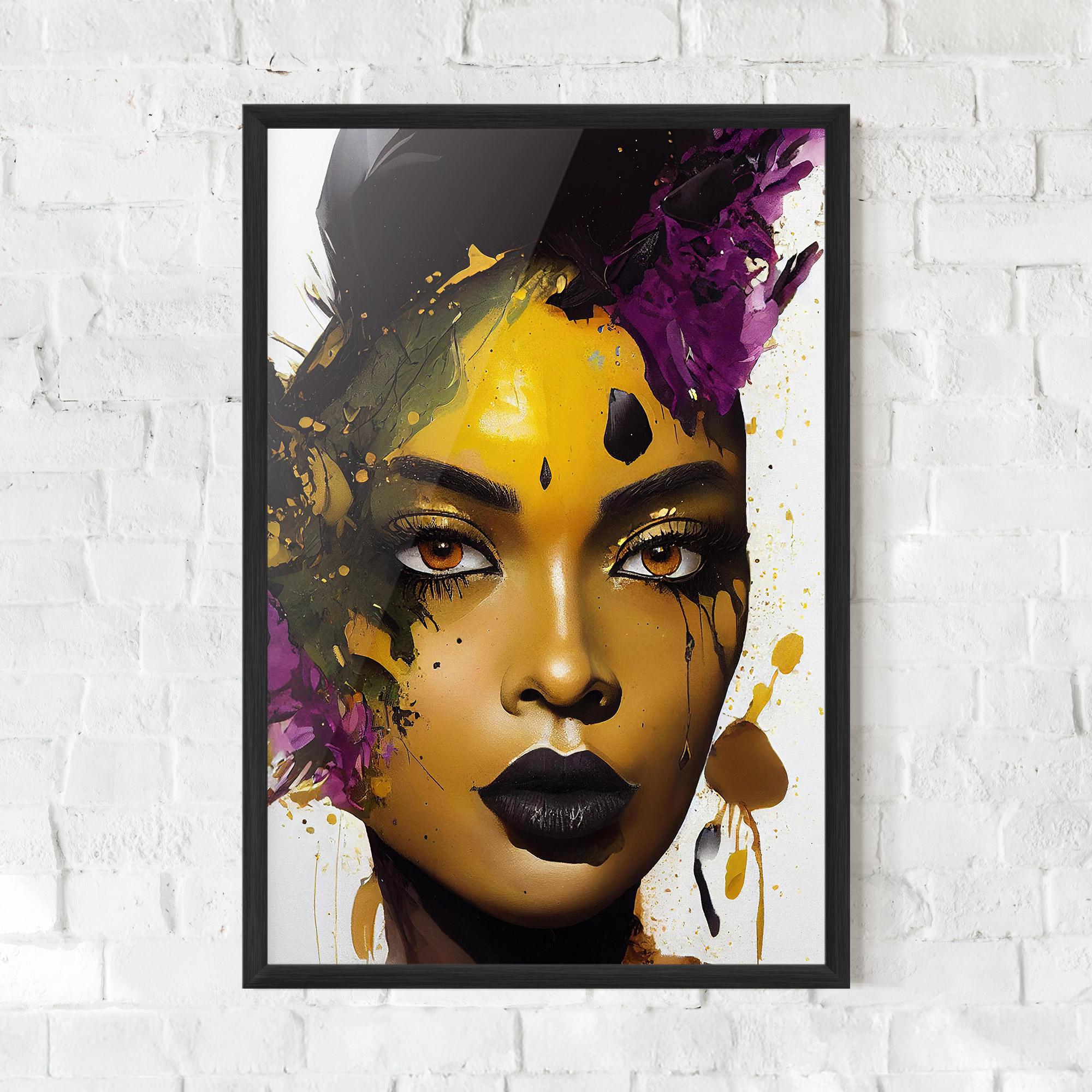 Gerahmte Poster Yellow Black Lips Makeup mockup 0