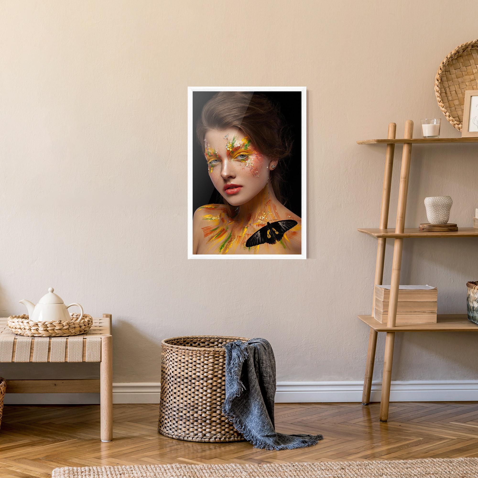 Gerahmte Poster Yellow Butterfly Makeup mockup 9
