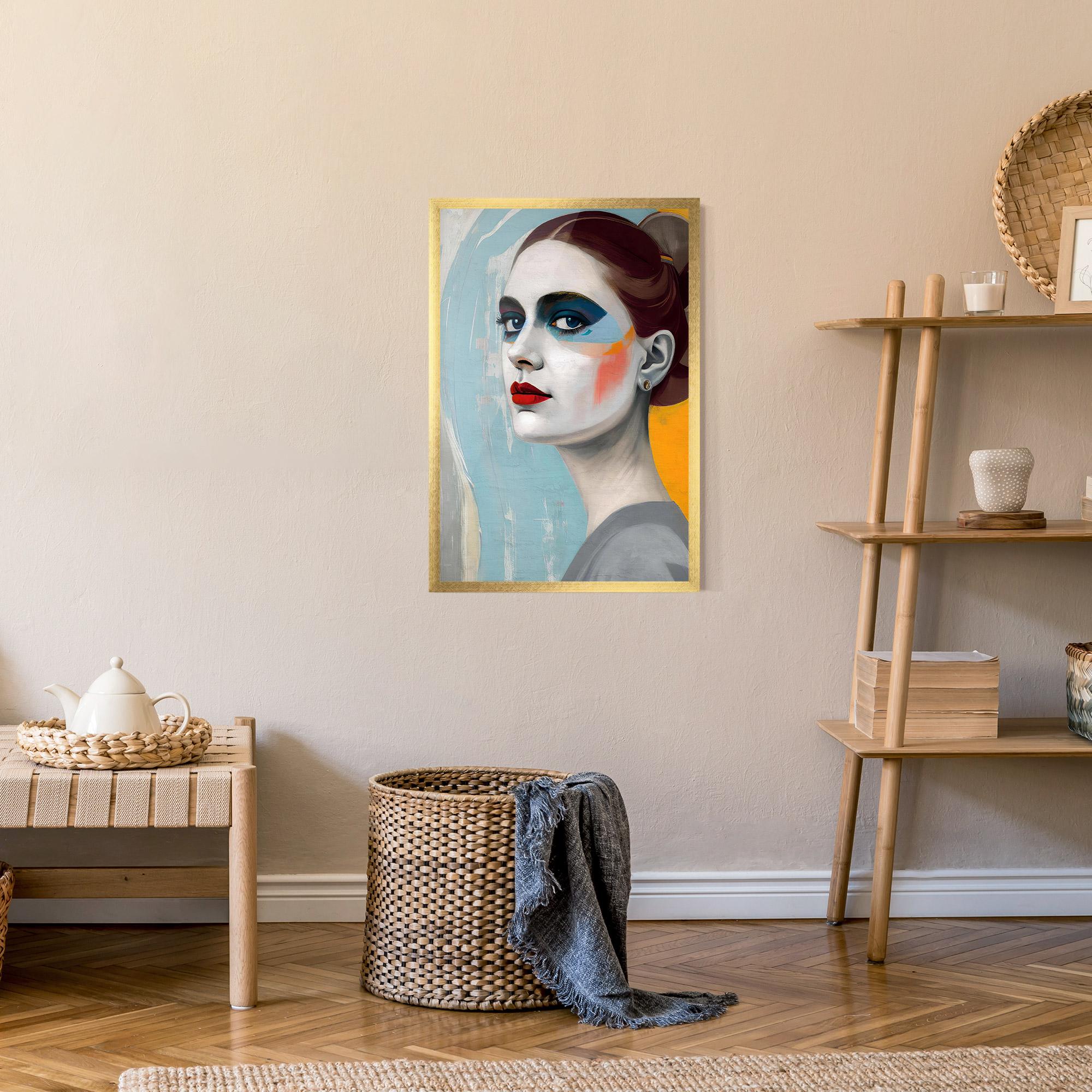 Gerahmte Poster White Blue Makeup mockup 9