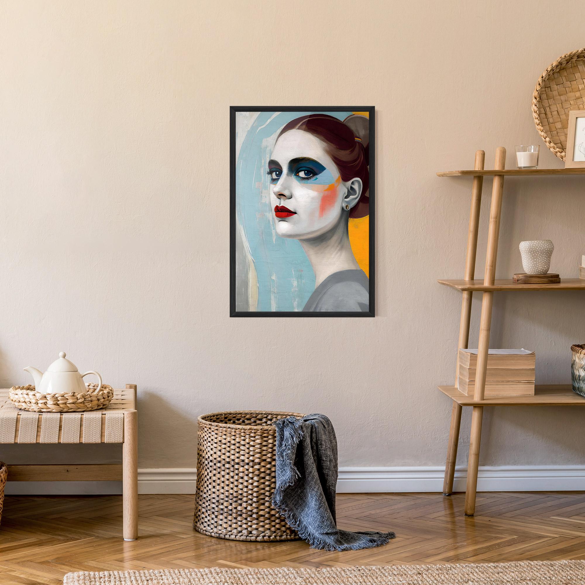 Gerahmte Poster White Blue Makeup mockup 9