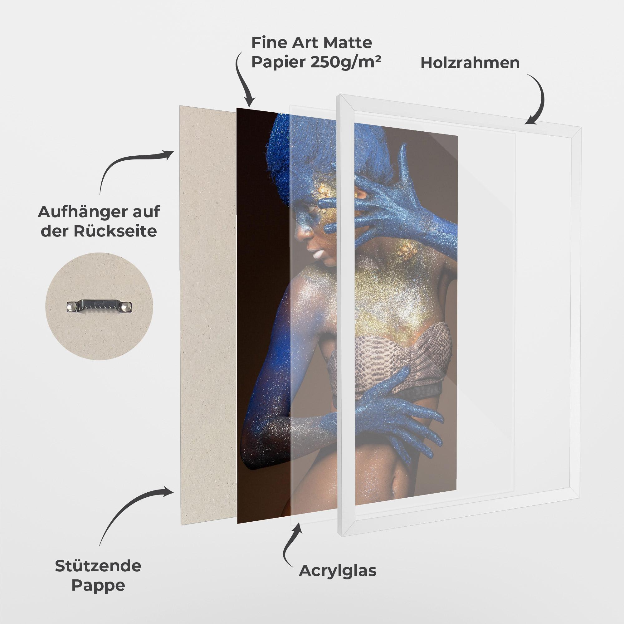 Gerahmte Poster Blue Hair Make Up mockup 1