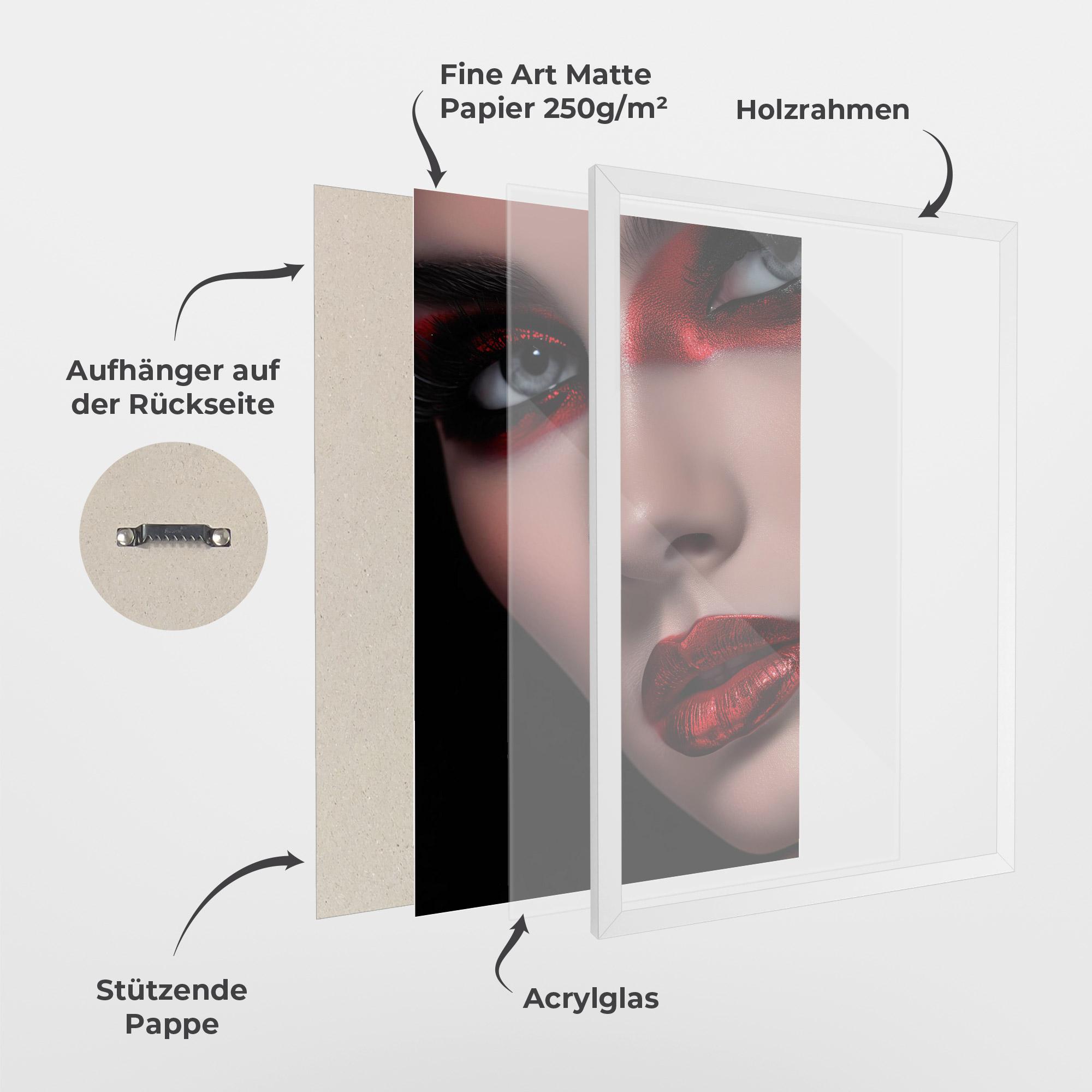 Gerahmte Poster Close Up Red Makeup mockup 1