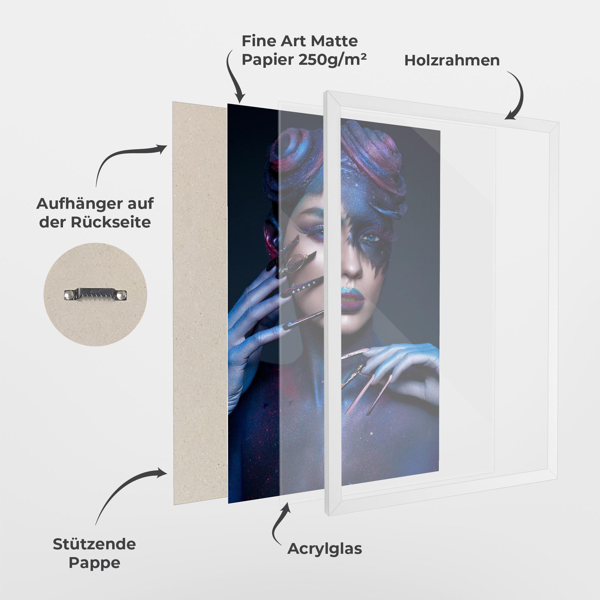 Gerahmte Poster Galaxy Hair Girl mockup 1