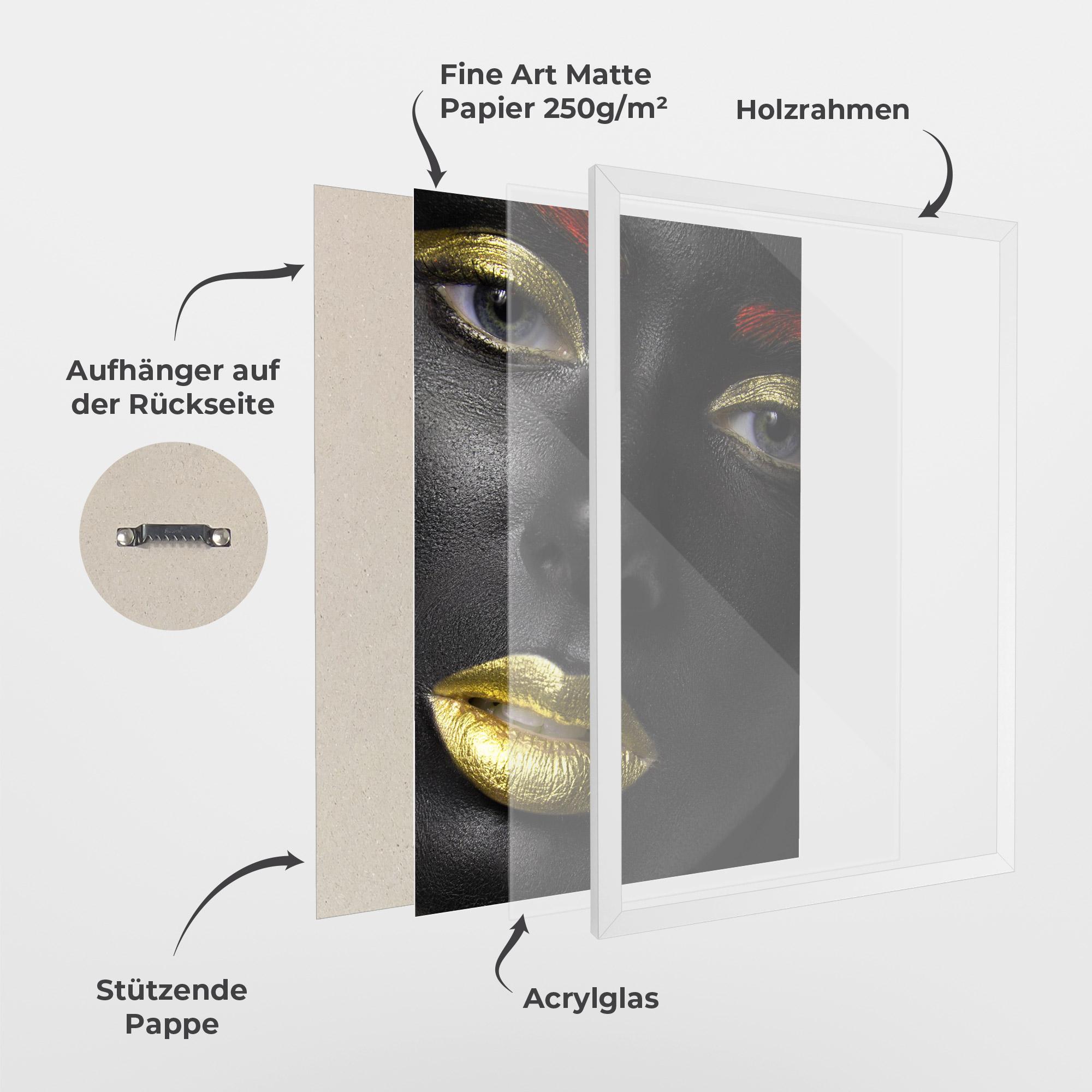 Gerahmte Poster Gold Make Up And Lips mockup 1