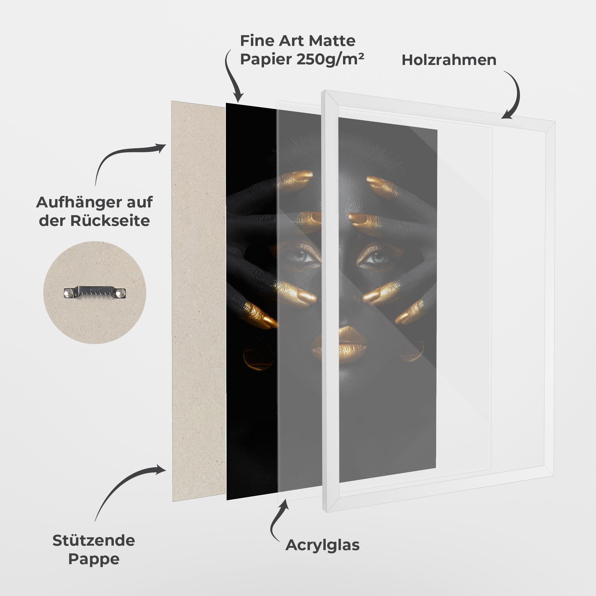 Gerahmte Poster Gold Makeup Fingertips mockup 1