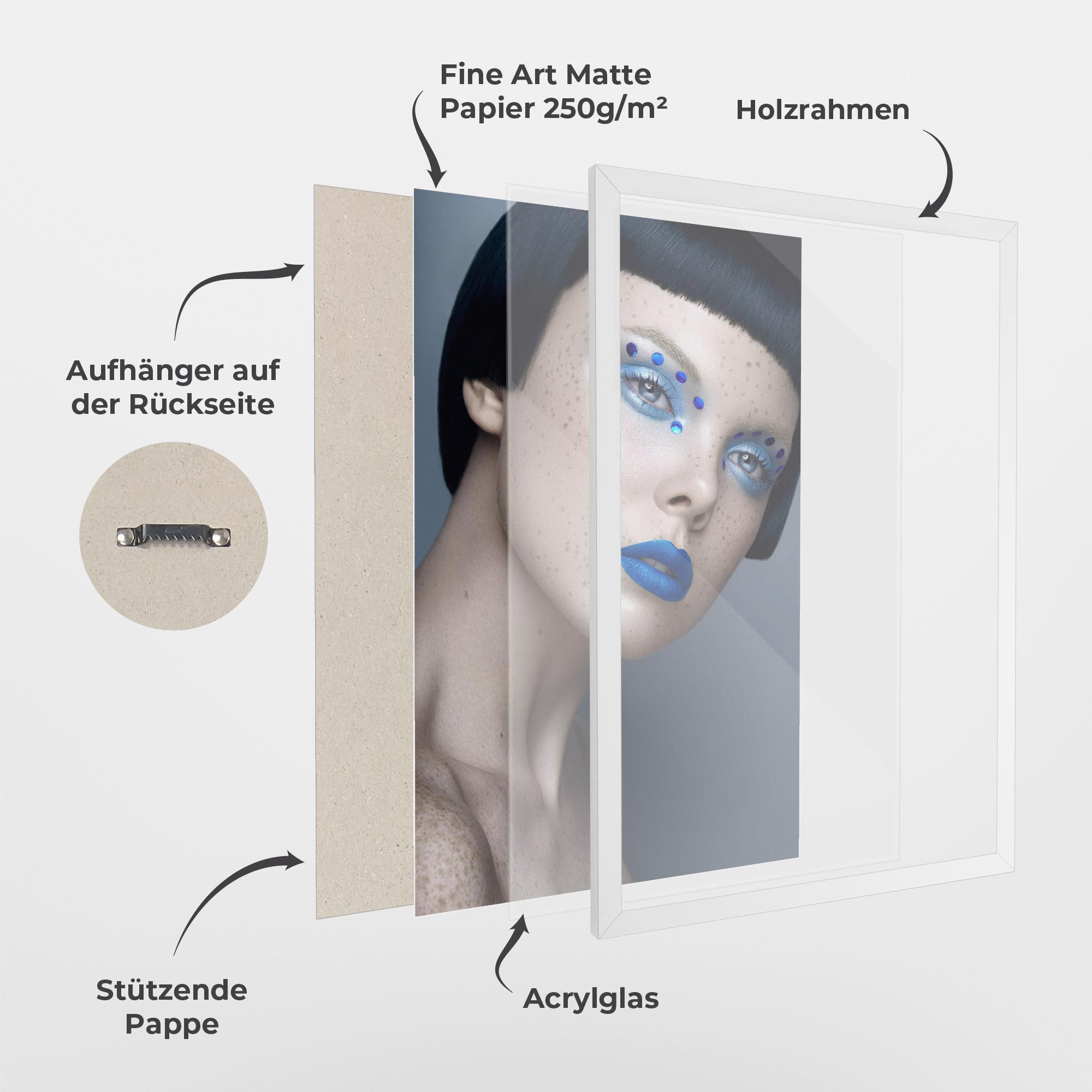 Gerahmte Poster Pretty Blue Makeup mockup 1