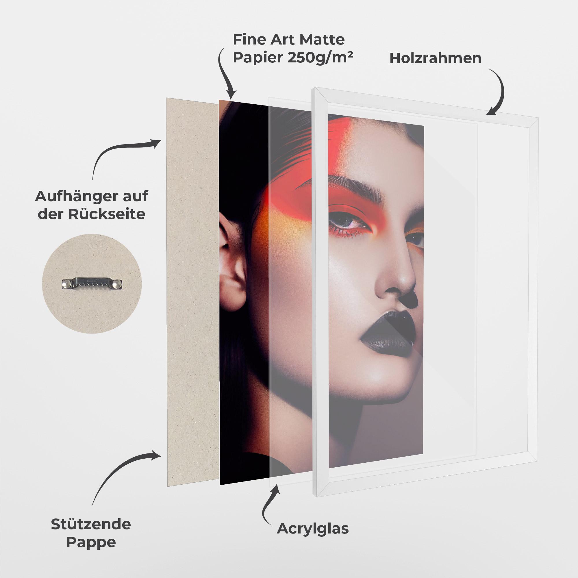 Gerahmte Poster Strong Red Makeup mockup 1
