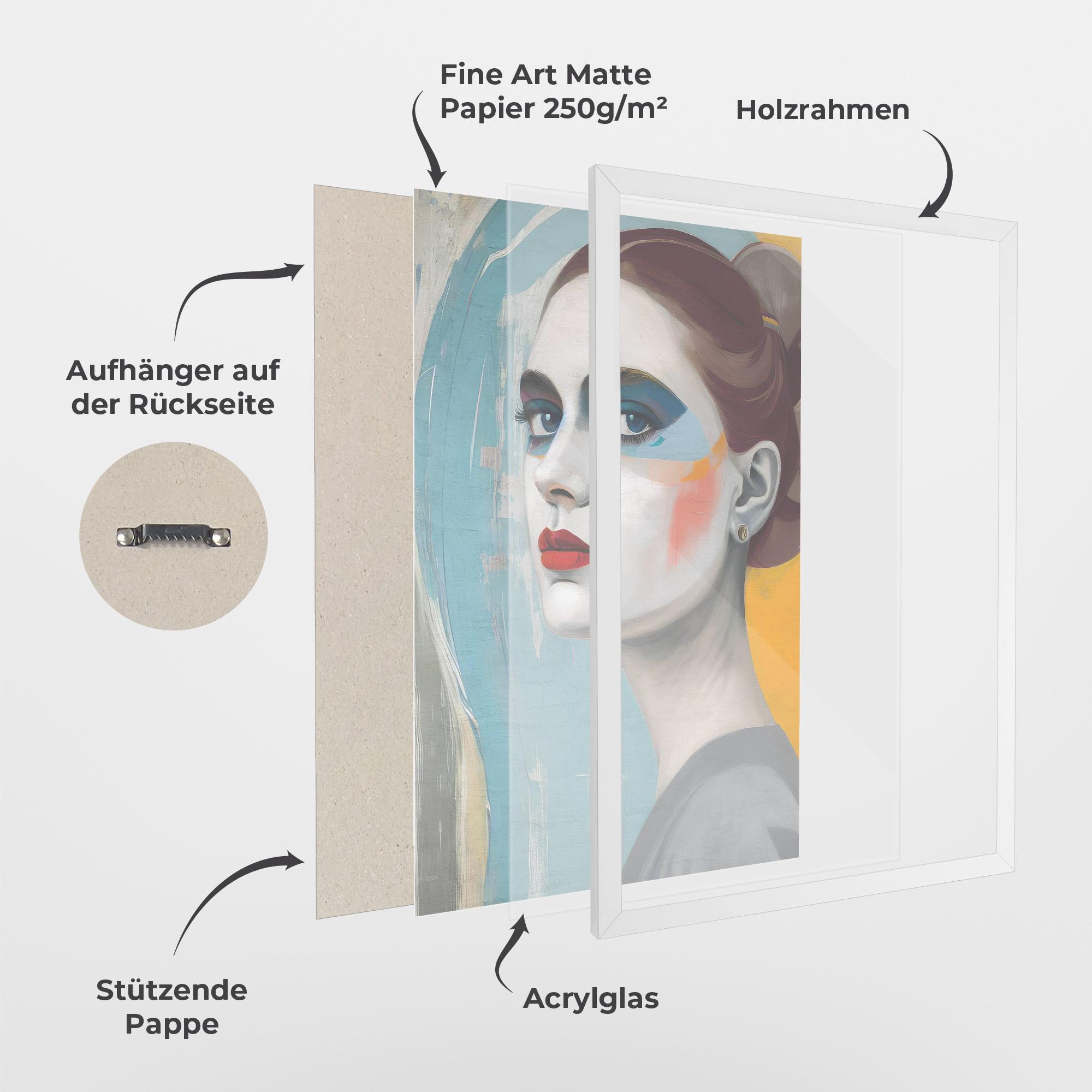 Gerahmte Poster White Blue Makeup mockup 1