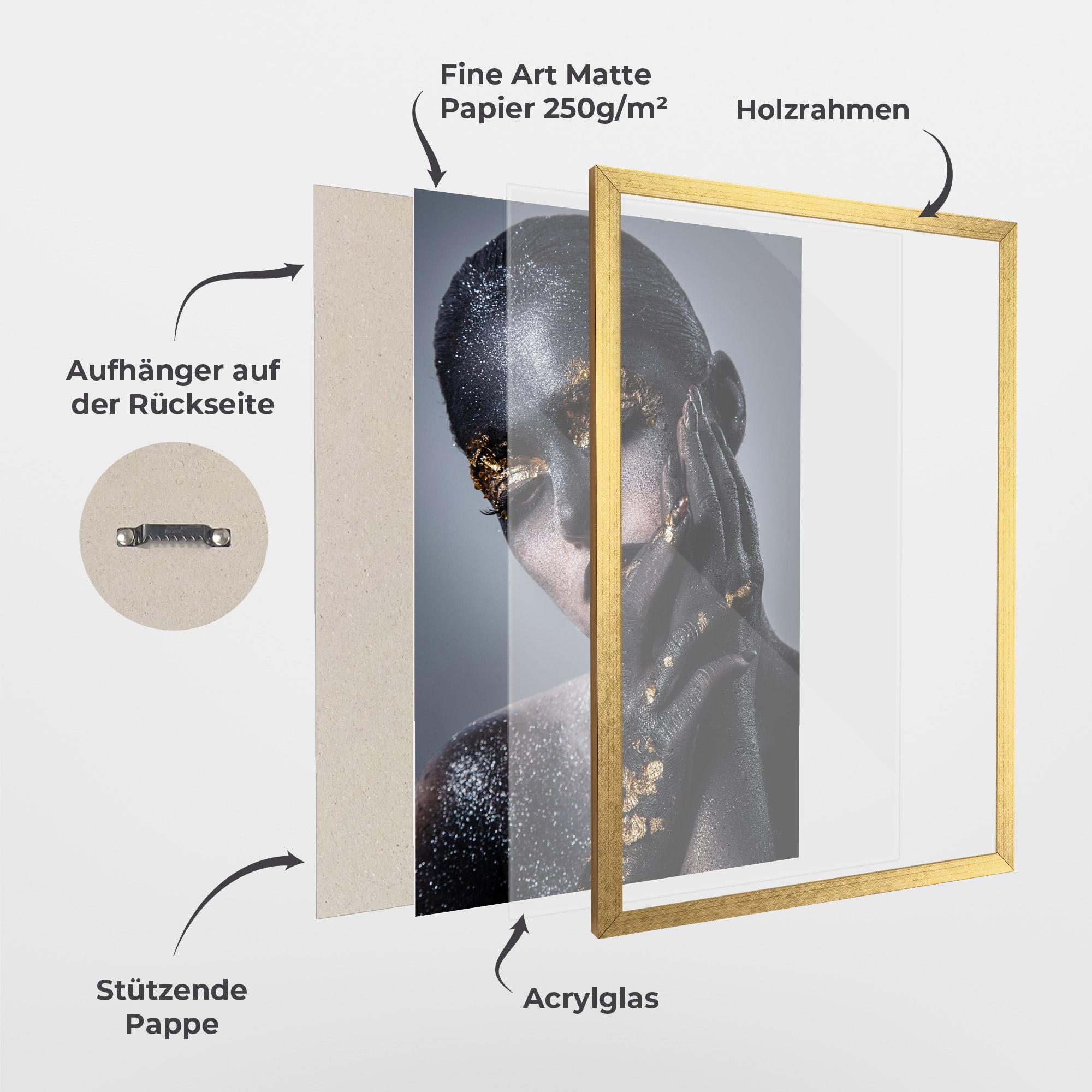 Gerahmte Poster Black Artistic Makeup mockup 1