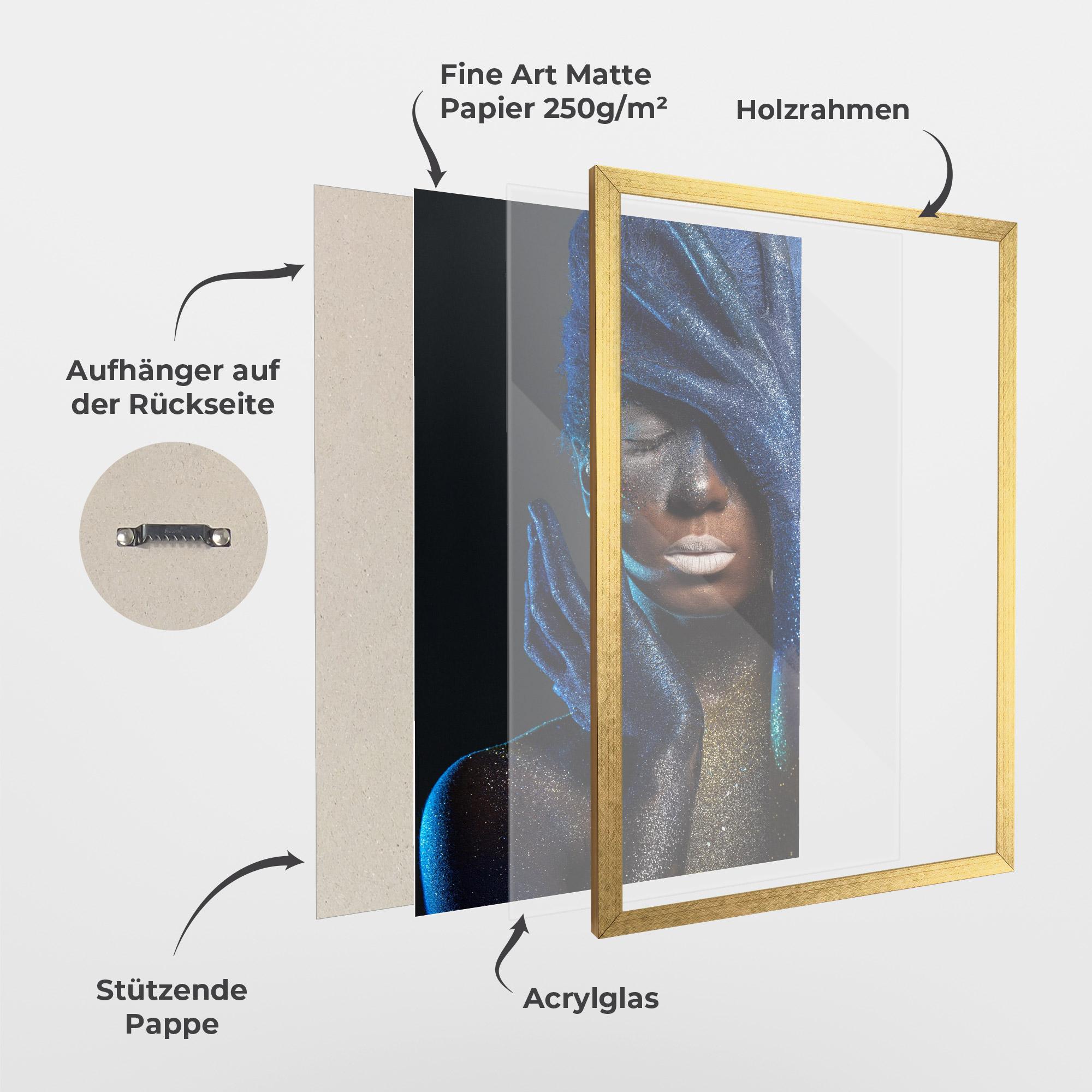 Gerahmte Poster Blue Hair Hands mockup 1