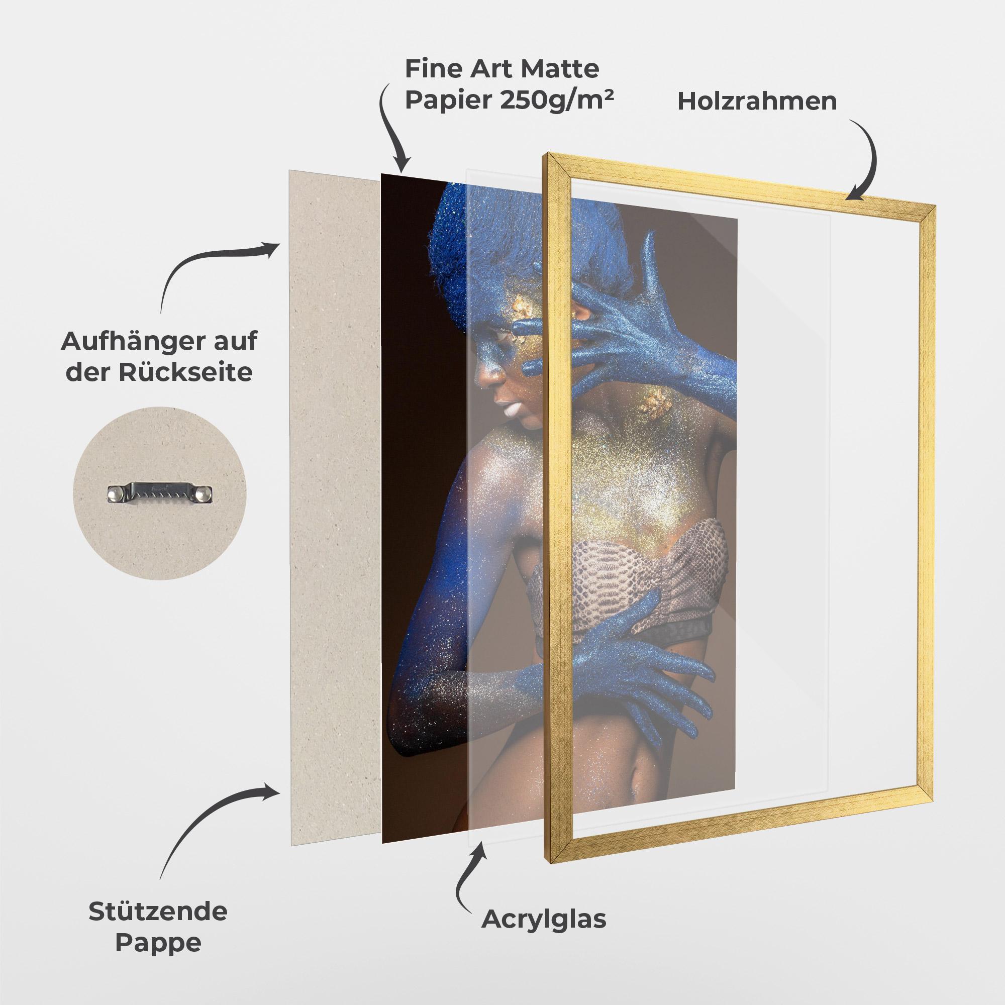 Gerahmte Poster Blue Hair Make Up mockup 1