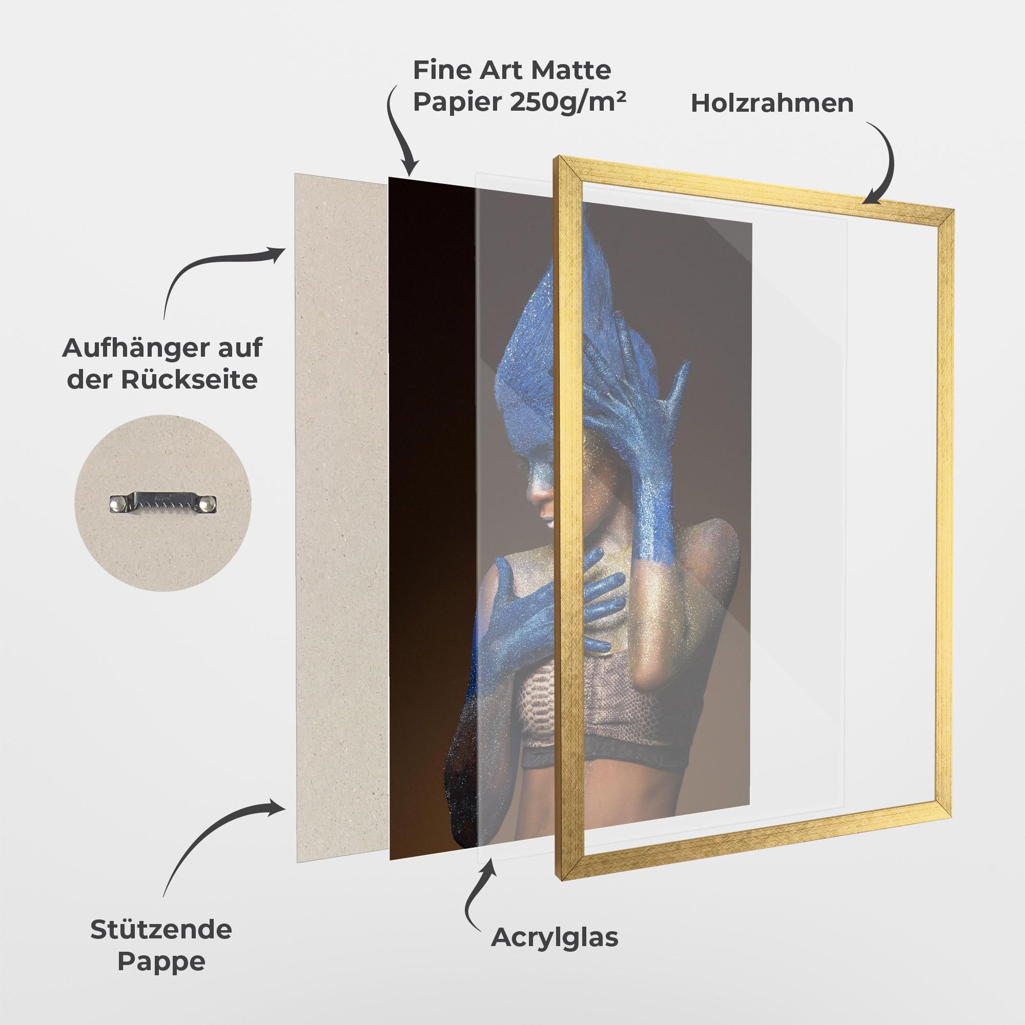 Gerahmte Poster Blue Hands Makeup mockup 1