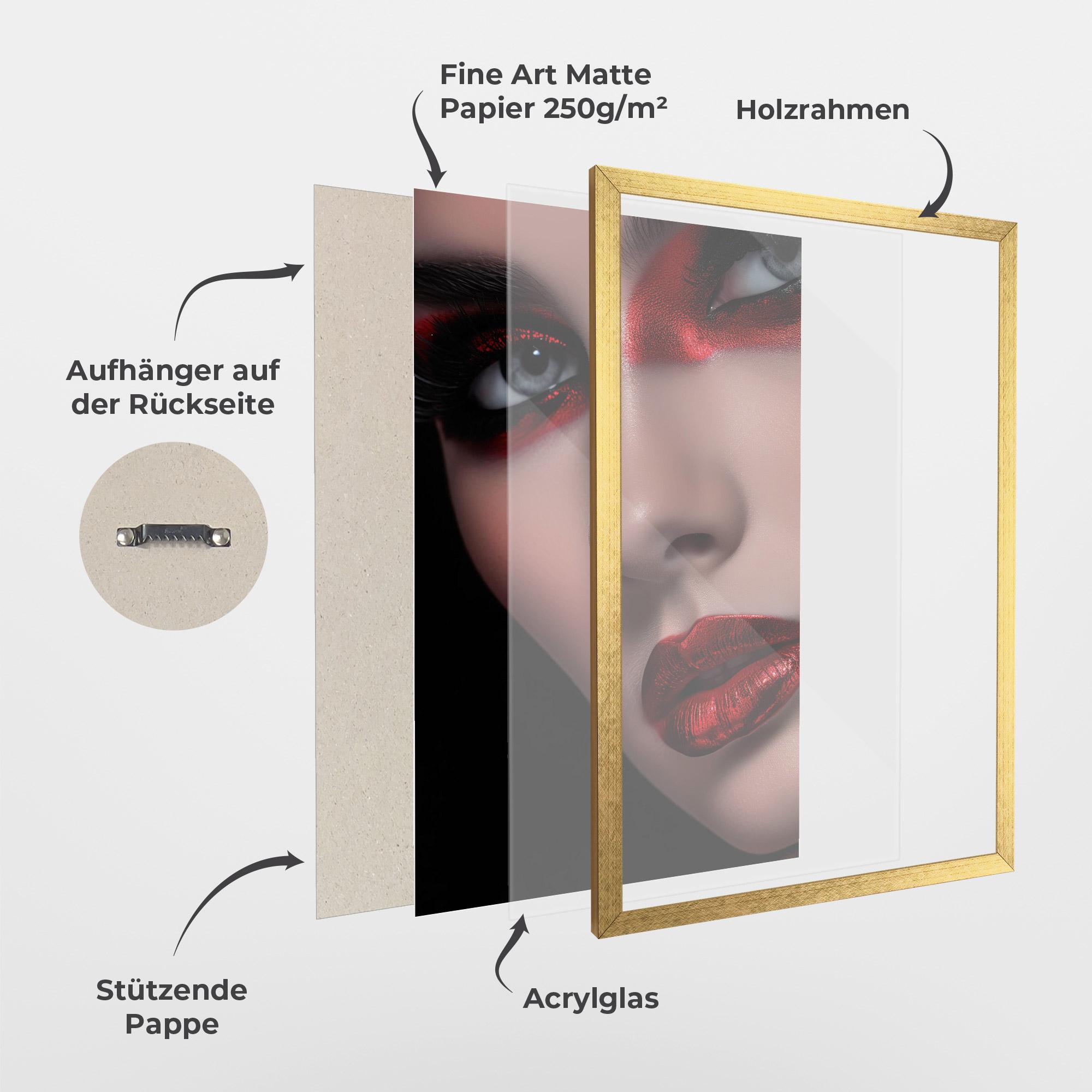 Gerahmte Poster Close Up Red Makeup mockup 1