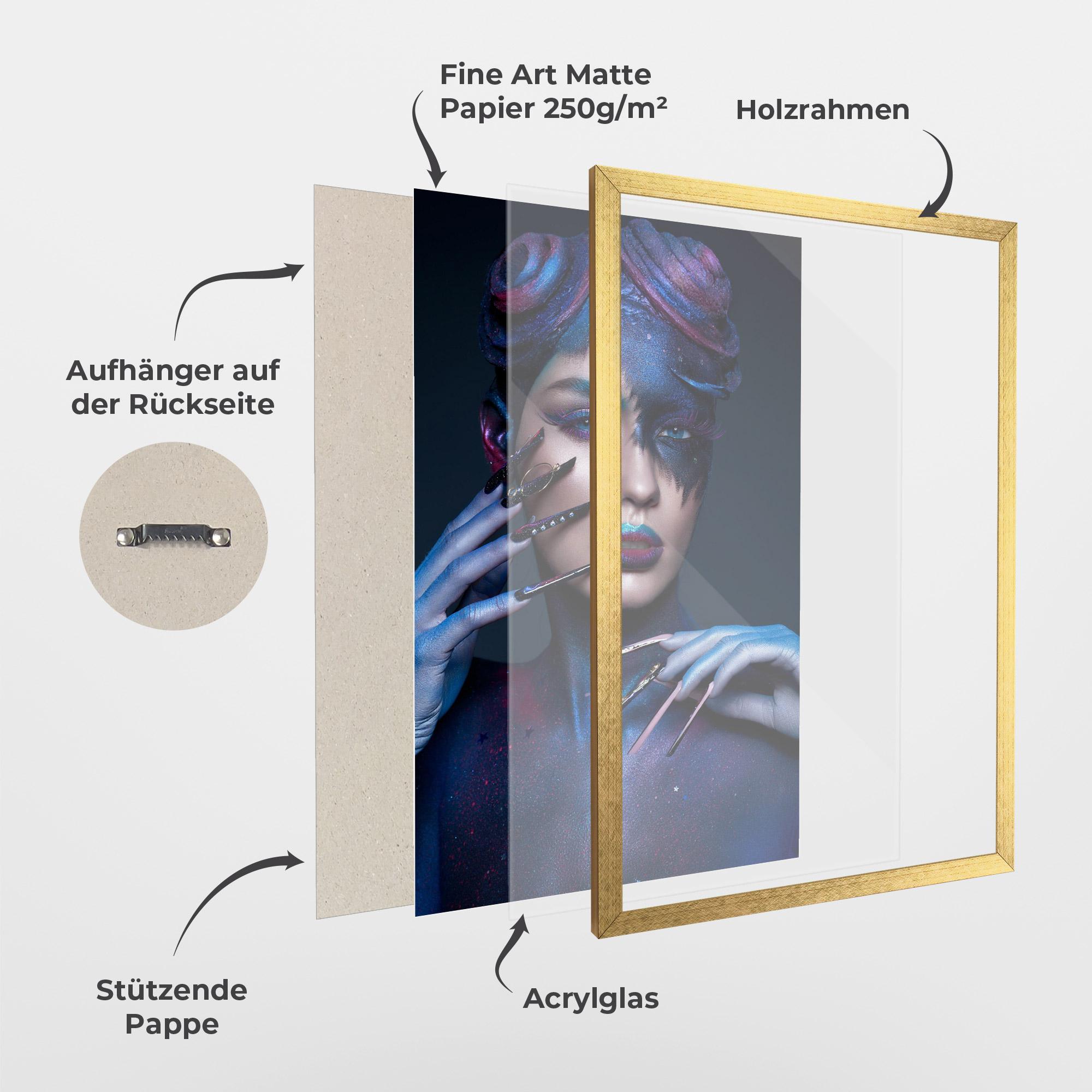 Gerahmte Poster Galaxy Hair Girl mockup 1