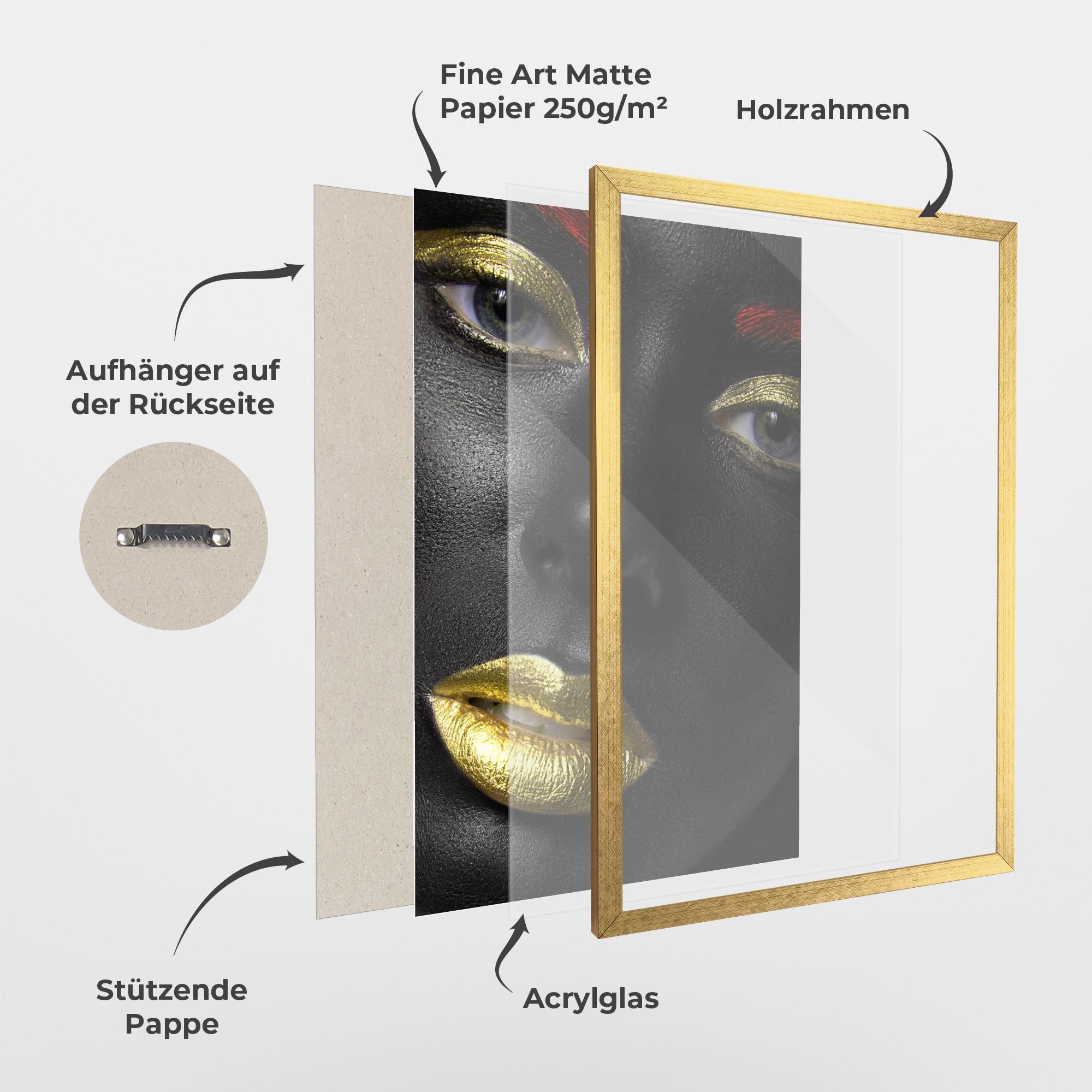 Gerahmte Poster Gold Make Up And Lips mockup 1