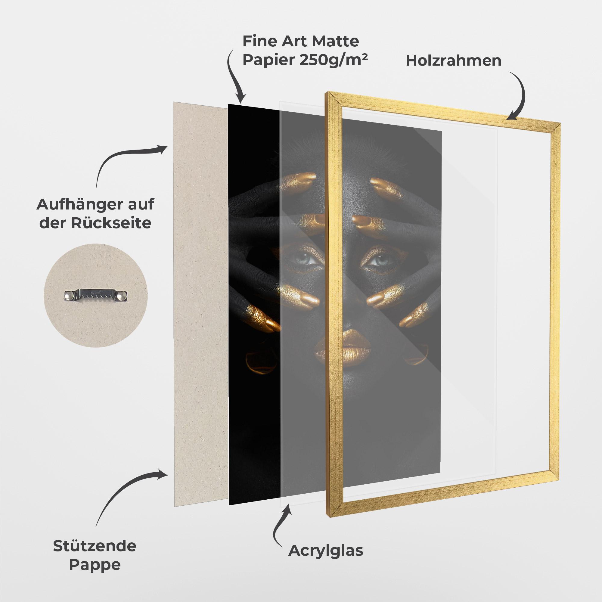 Gerahmte Poster Gold Makeup Fingertips mockup 1