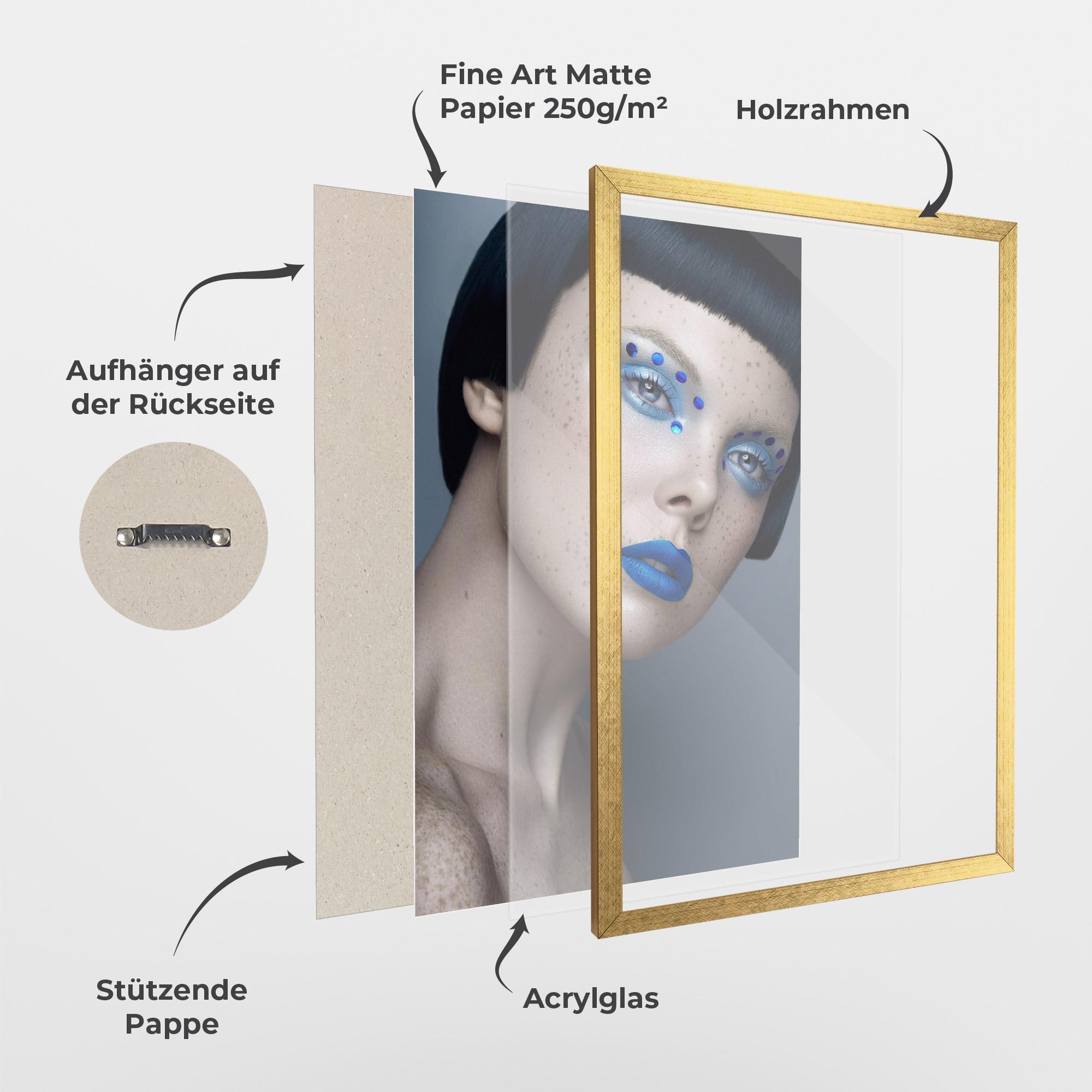 Gerahmte Poster Pretty Blue Makeup mockup 1
