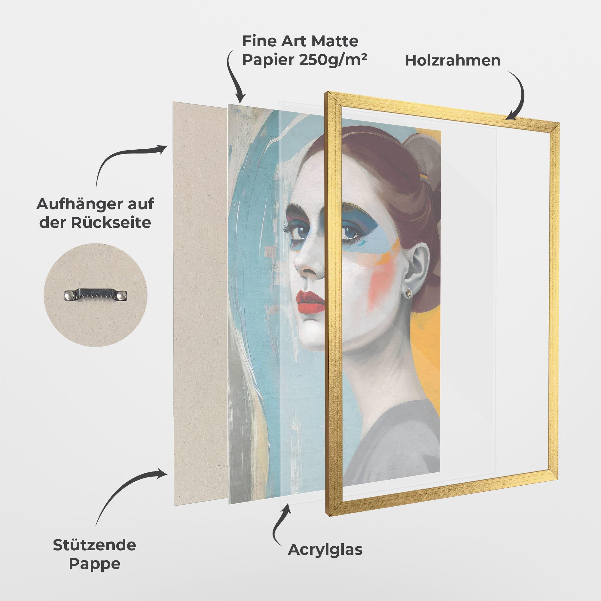 Gerahmte Poster White Blue Makeup mockup 1