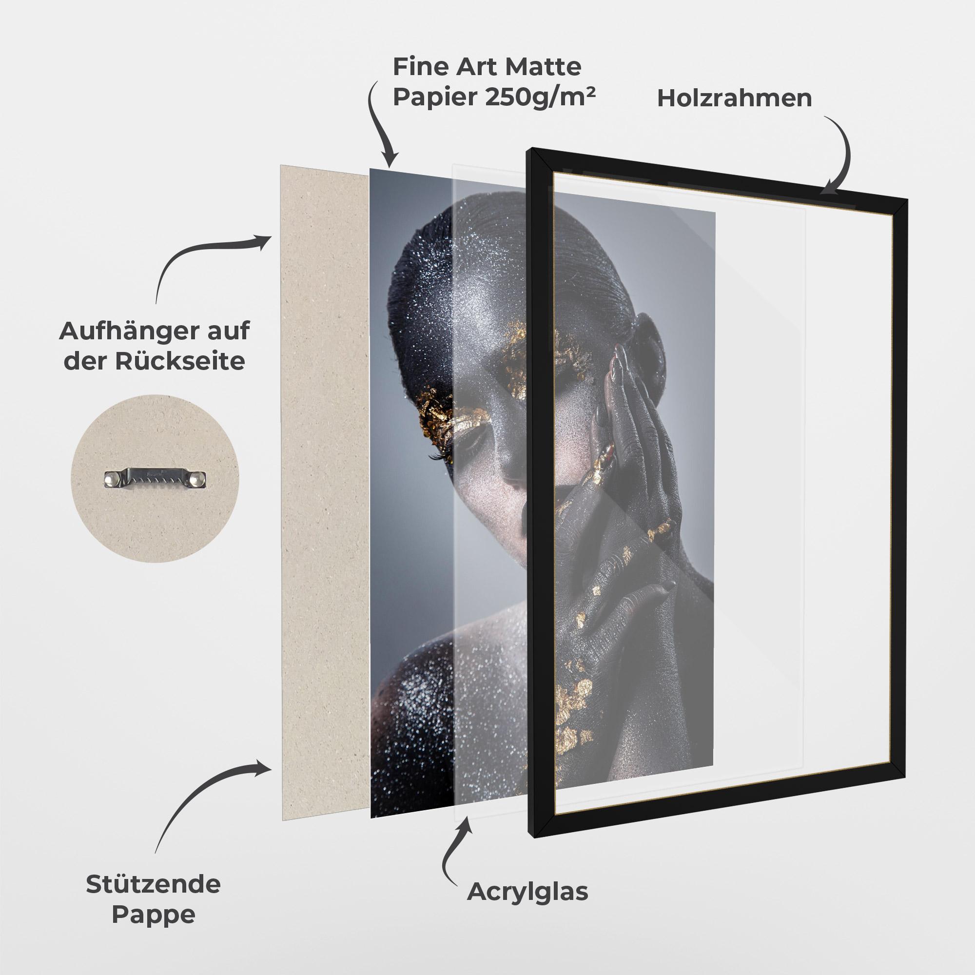 Gerahmte Poster Black Artistic Makeup mockup 1