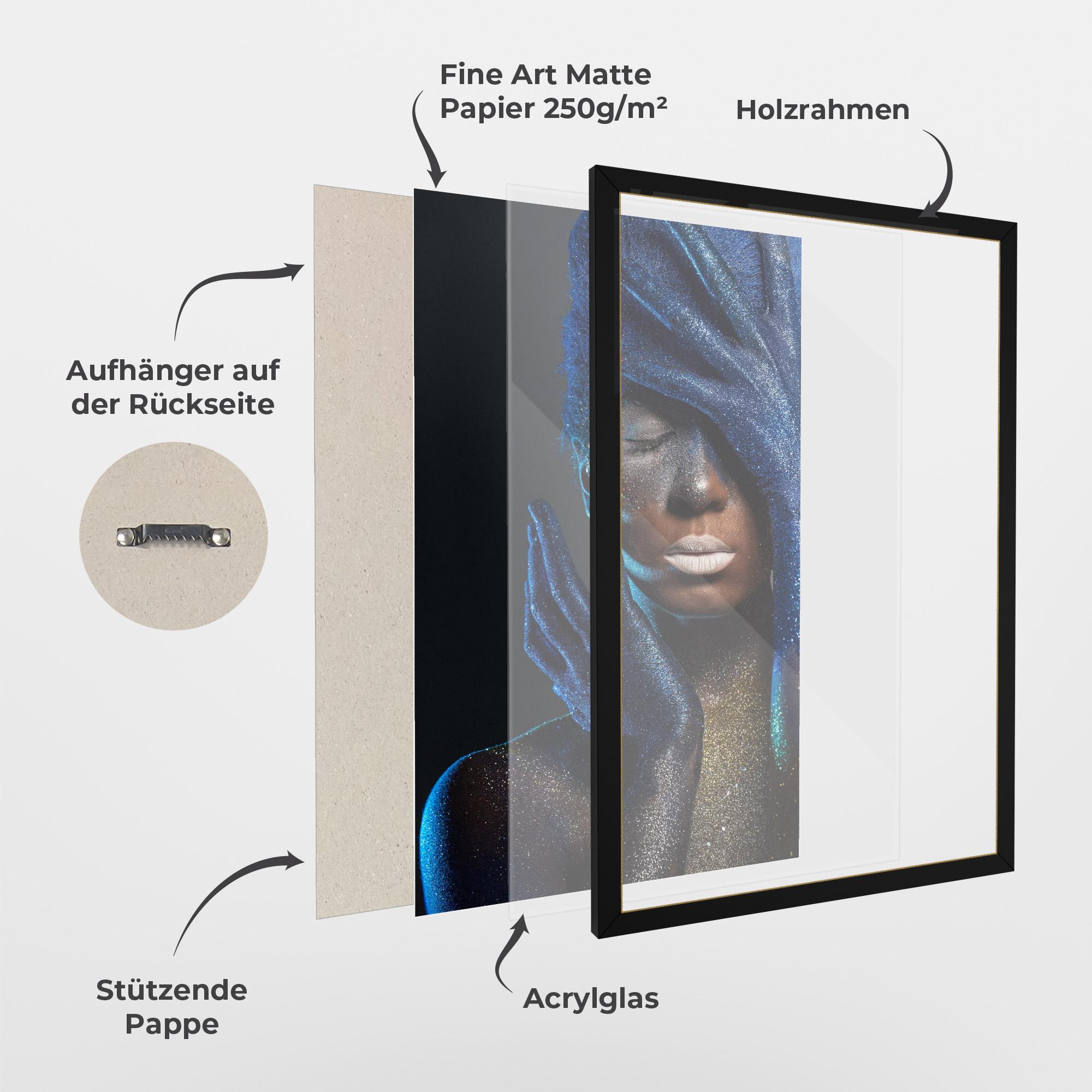 Gerahmte Poster Blue Hair Hands mockup 1