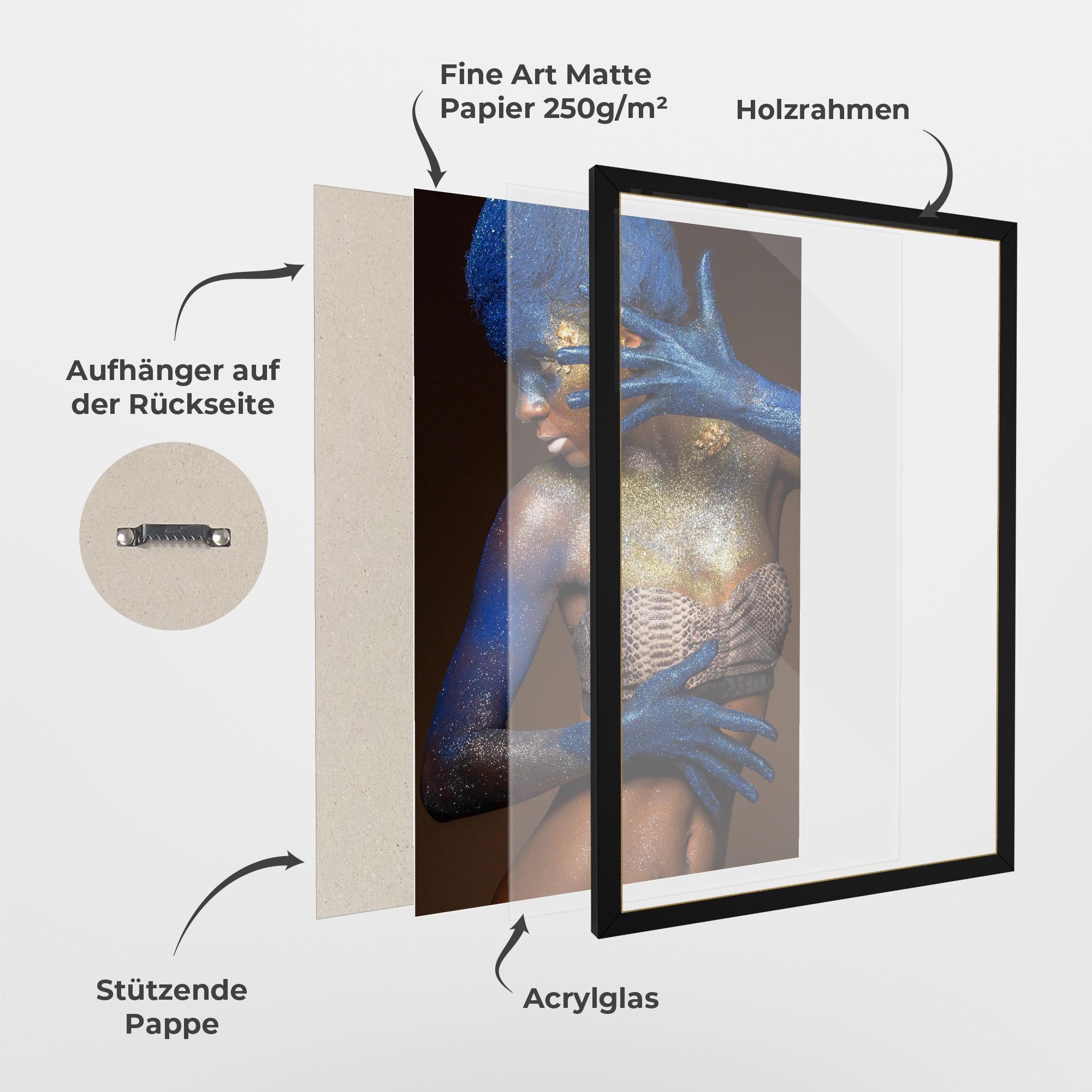 Gerahmte Poster Blue Hair Make Up mockup 1