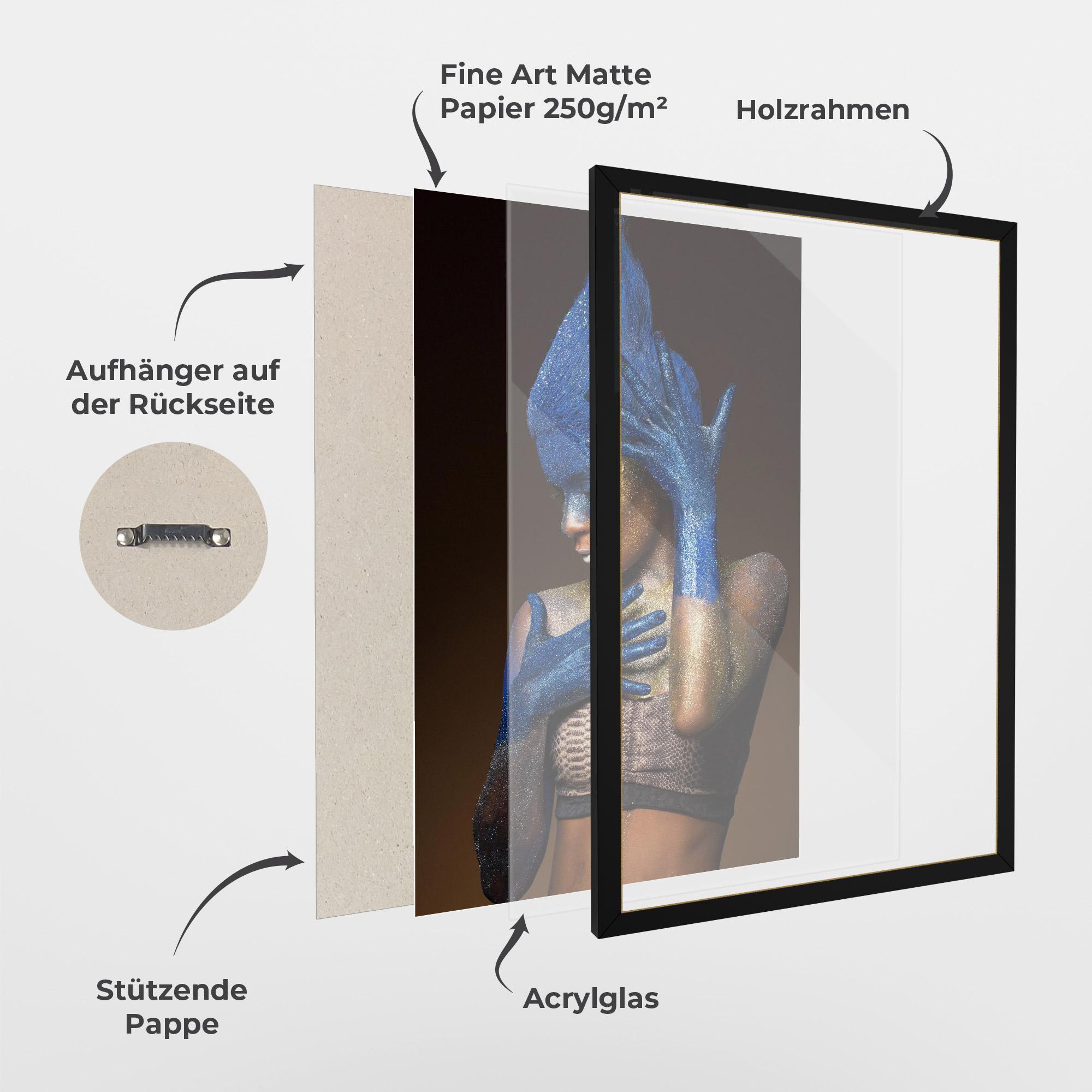 Gerahmte Poster Blue Hands Makeup mockup 1