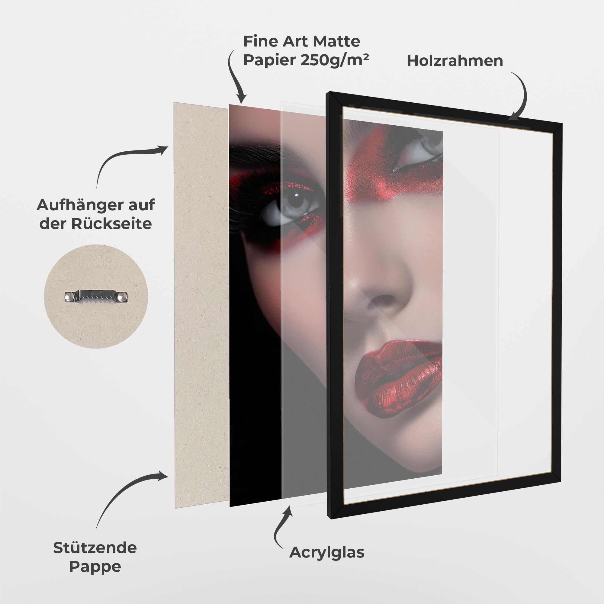 Gerahmte Poster Close Up Red Makeup mockup 1