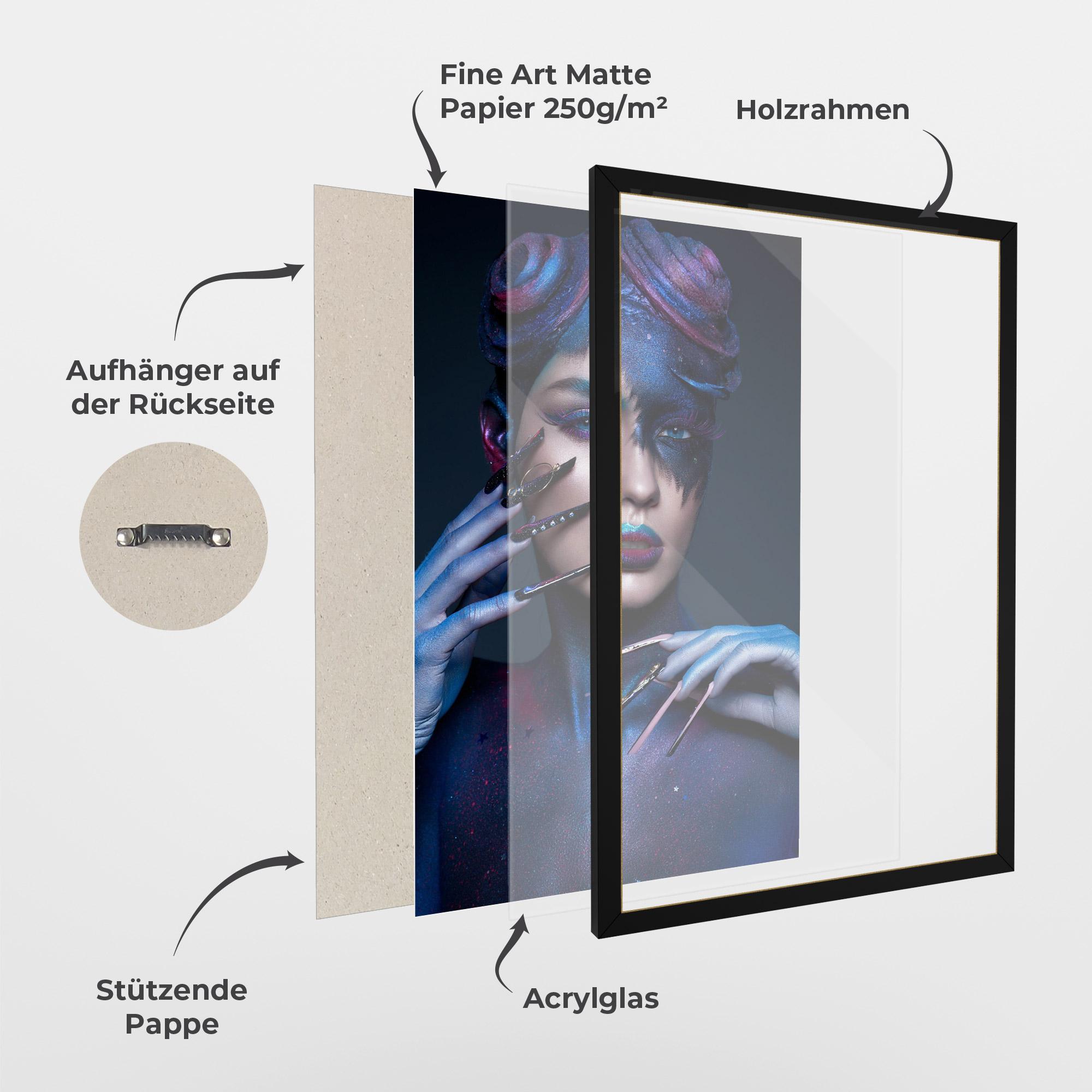 Gerahmte Poster Galaxy Hair Girl mockup 1