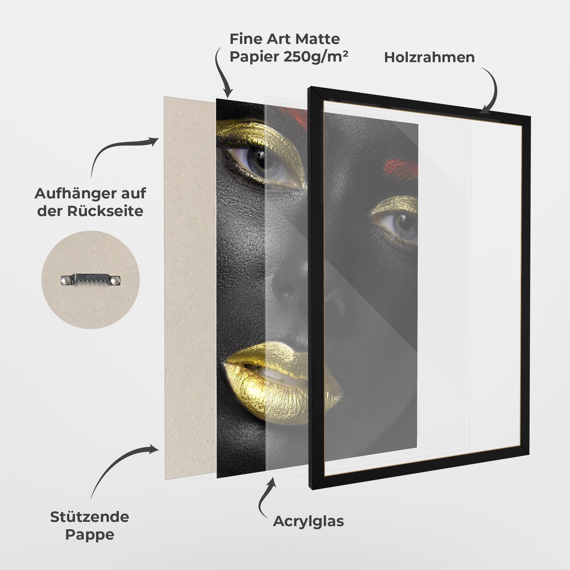 Gerahmte Poster Gold Make Up And Lips mockup 1