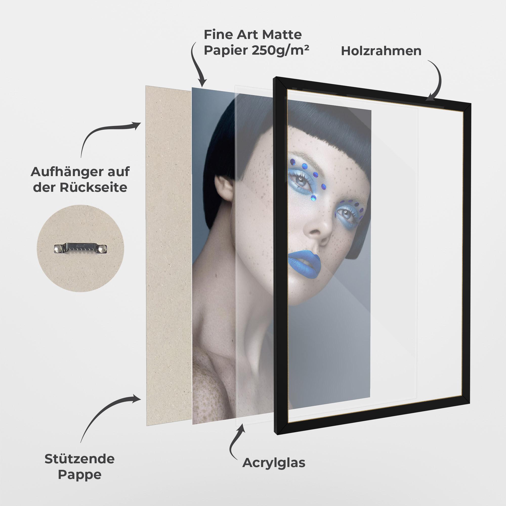 Gerahmte Poster Pretty Blue Makeup mockup 1