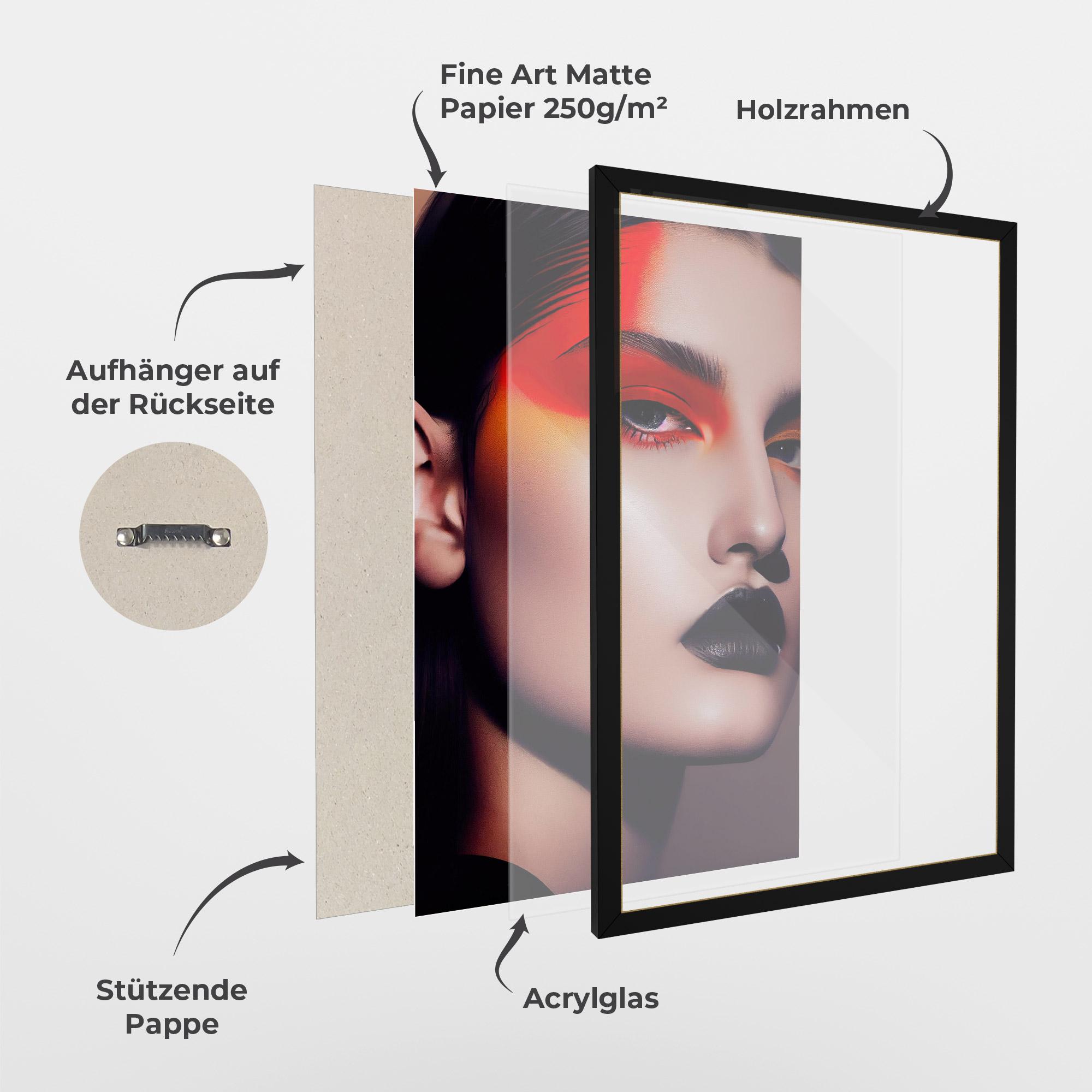 Gerahmte Poster Strong Red Makeup mockup 1