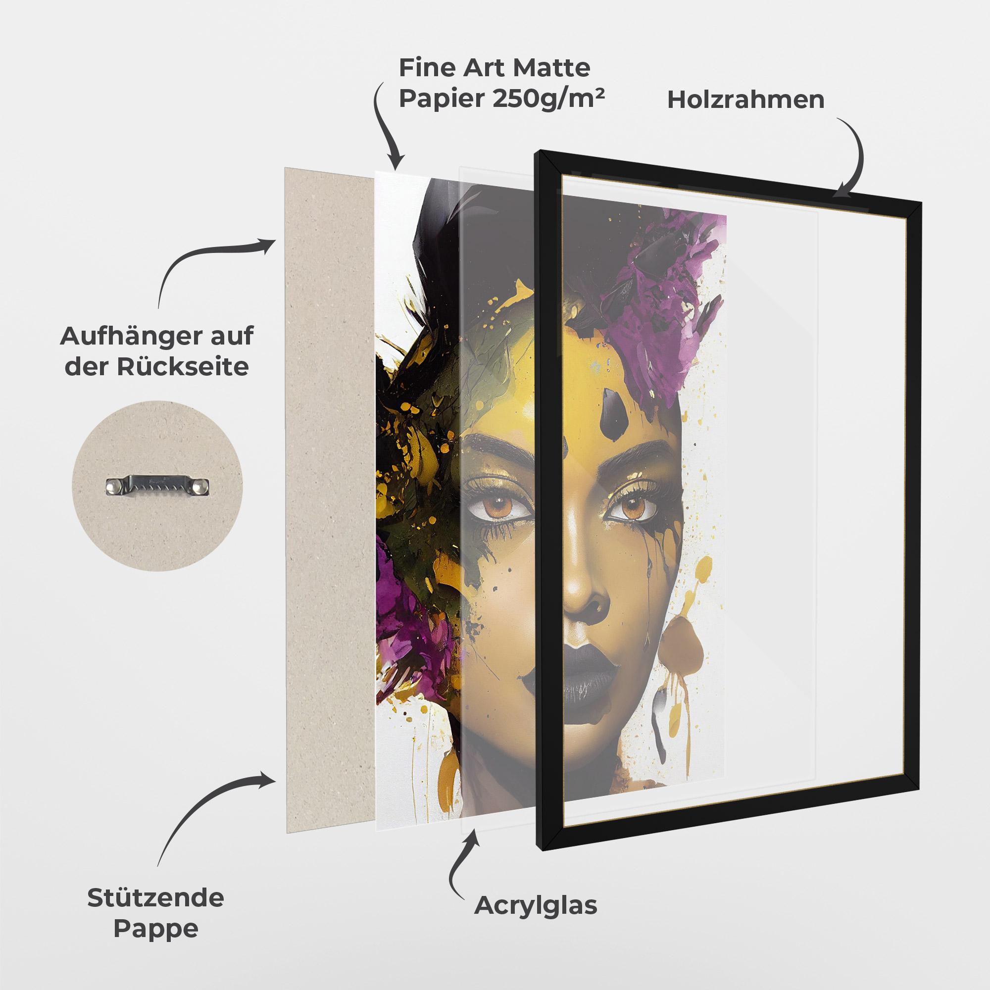 Gerahmte Poster Yellow Black Lips Makeup mockup 1