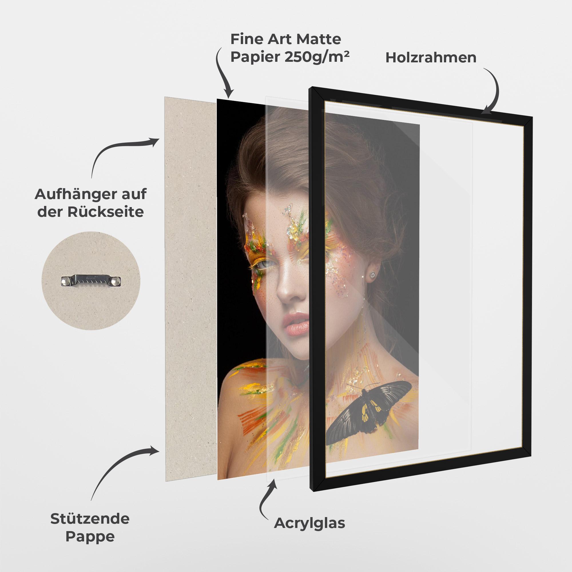 Gerahmte Poster Yellow Butterfly Makeup mockup 1