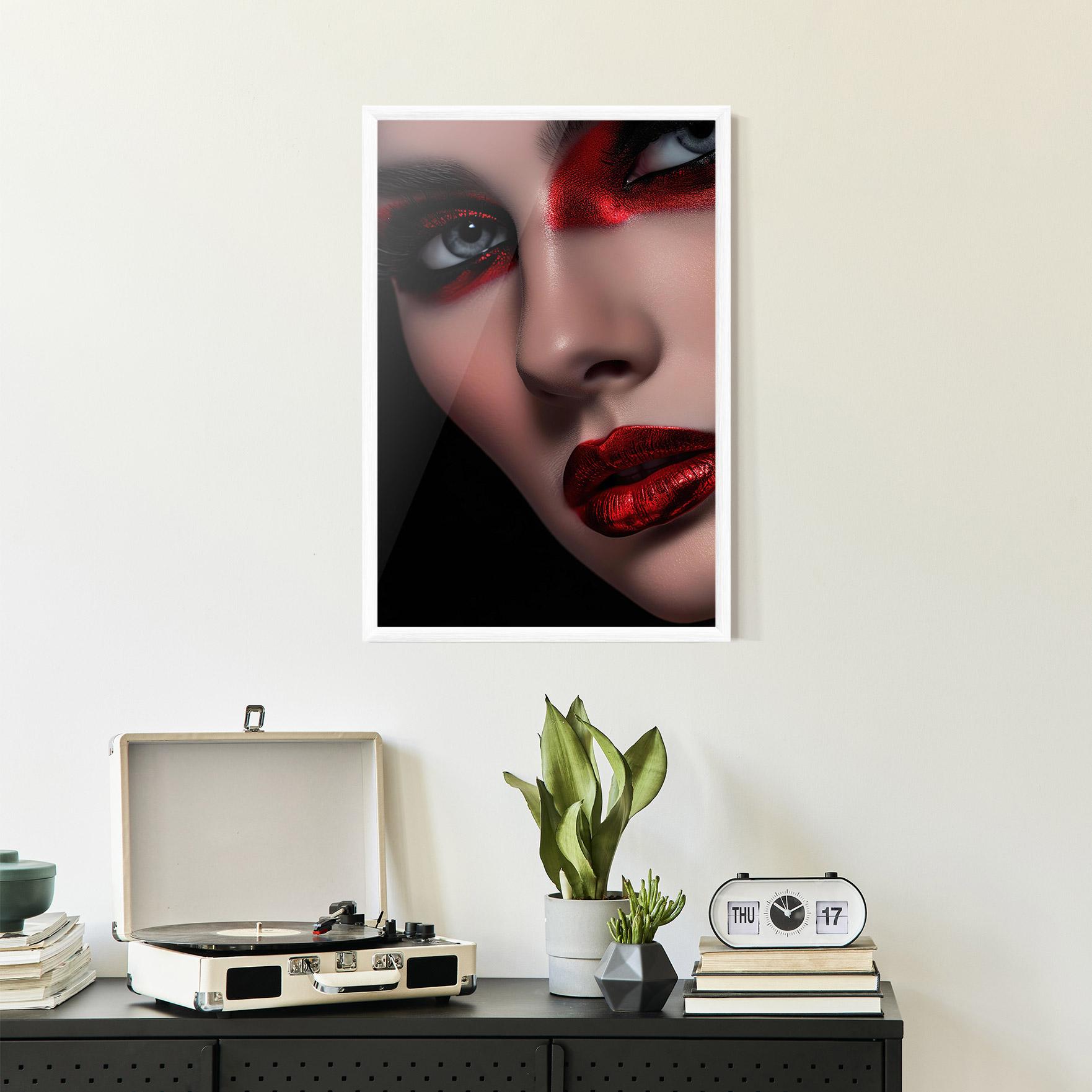Gerahmte Poster Close Up Red Makeup mockup 2