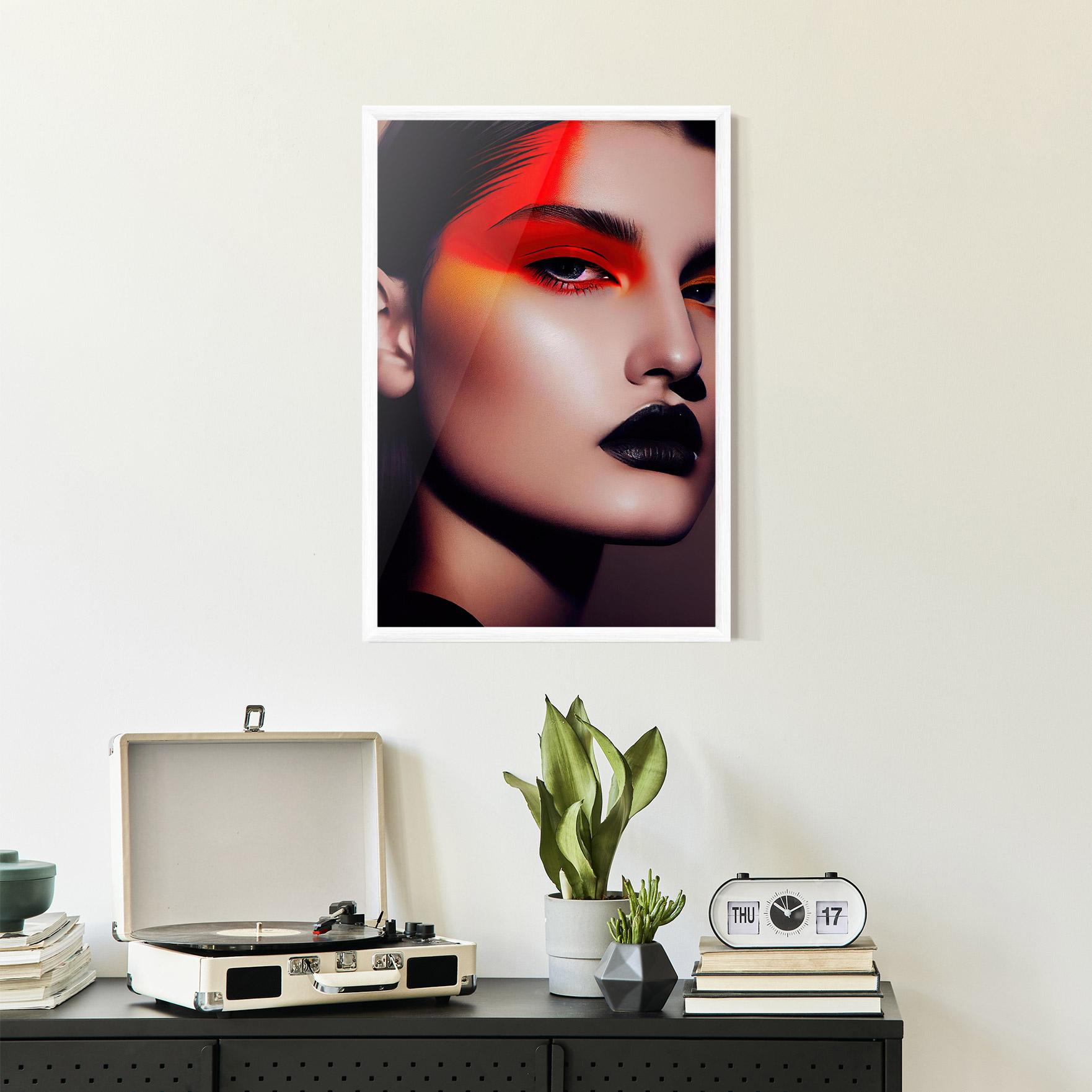 Gerahmte Poster Strong Red Makeup mockup 2