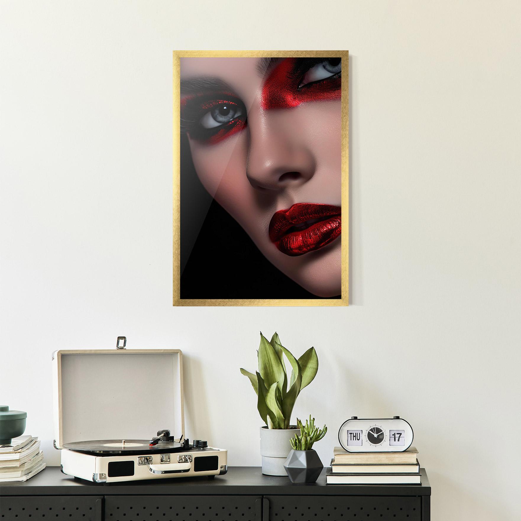 Gerahmte Poster Close Up Red Makeup mockup 2