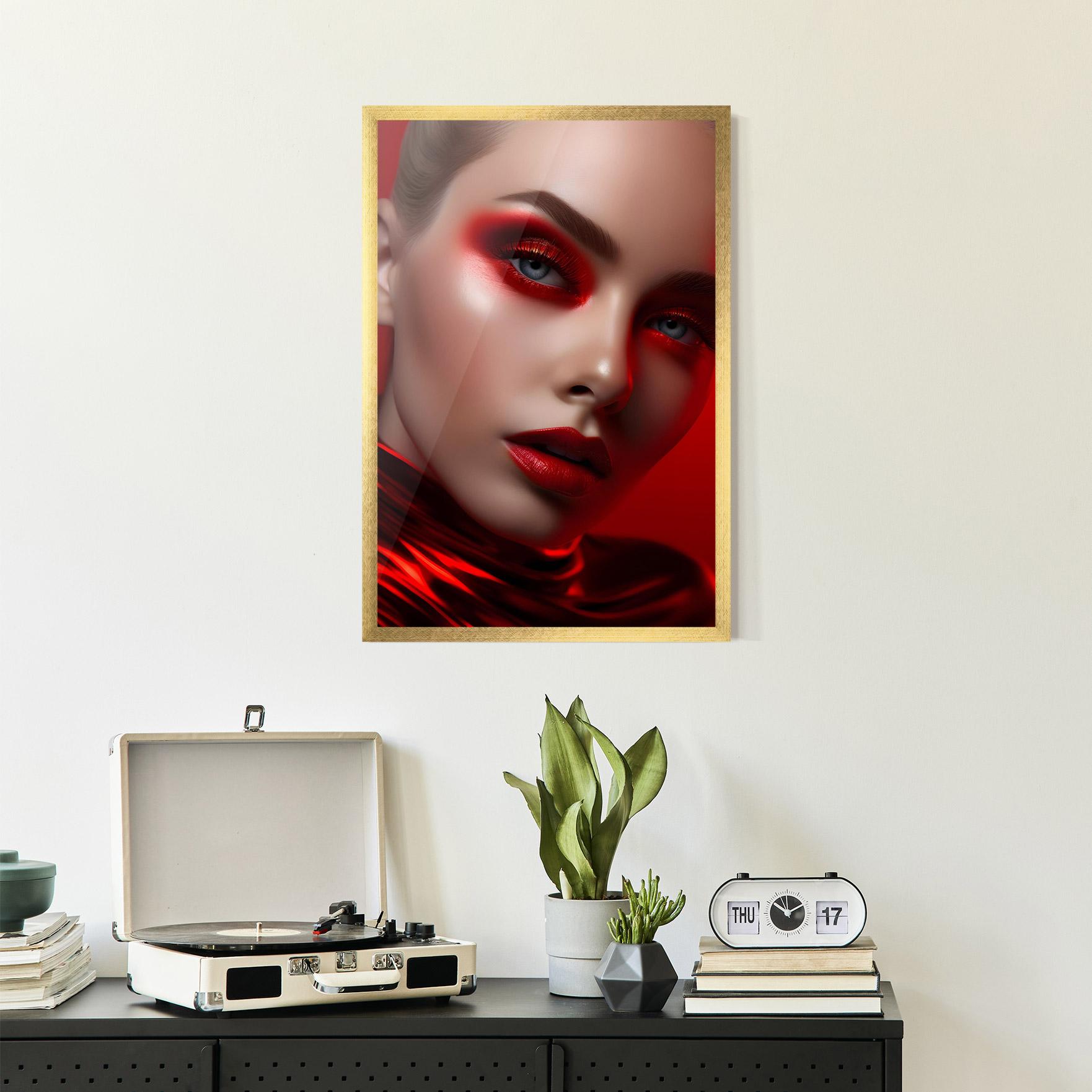 Gerahmte Poster Red Makeup Art mockup 2