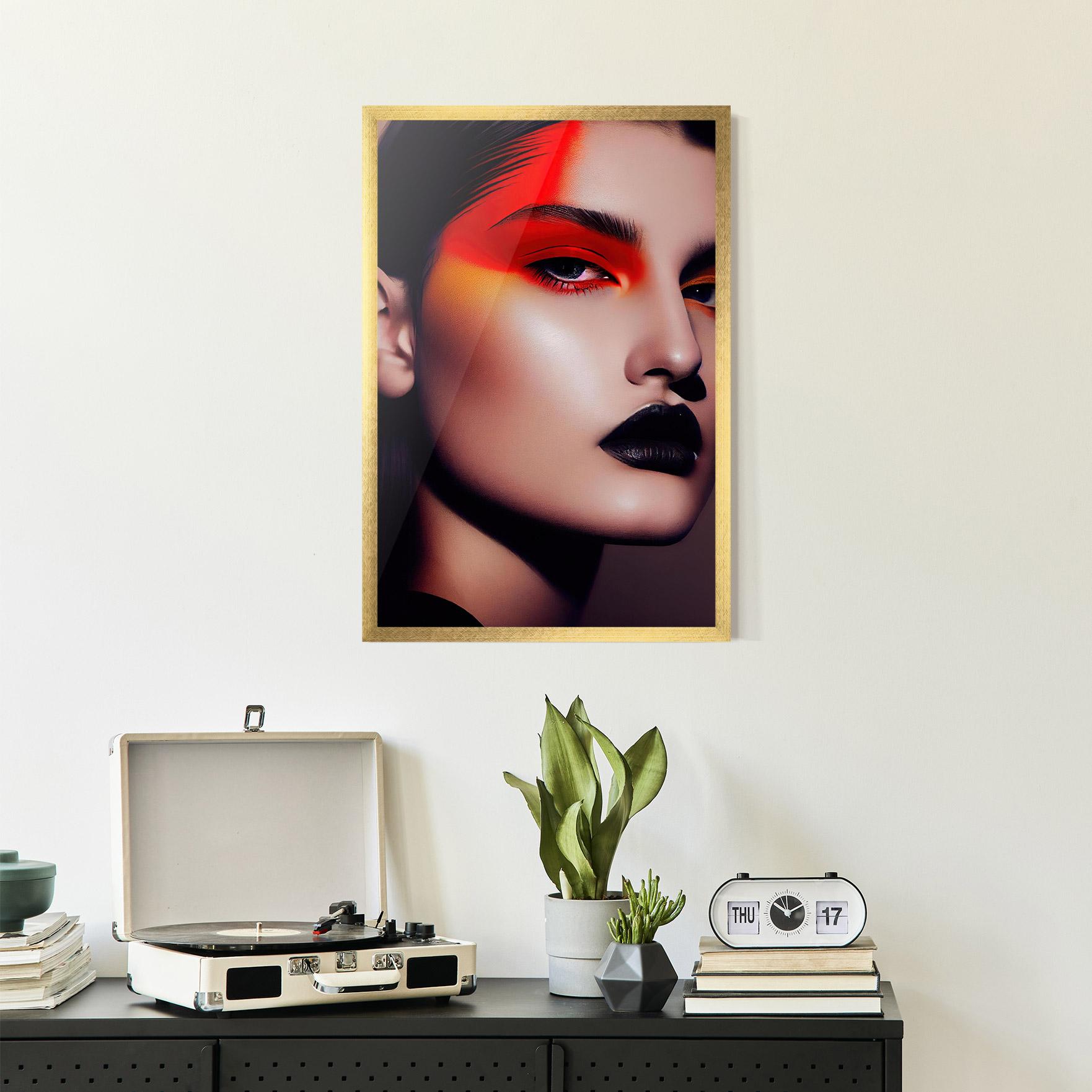Gerahmte Poster Strong Red Makeup mockup 2