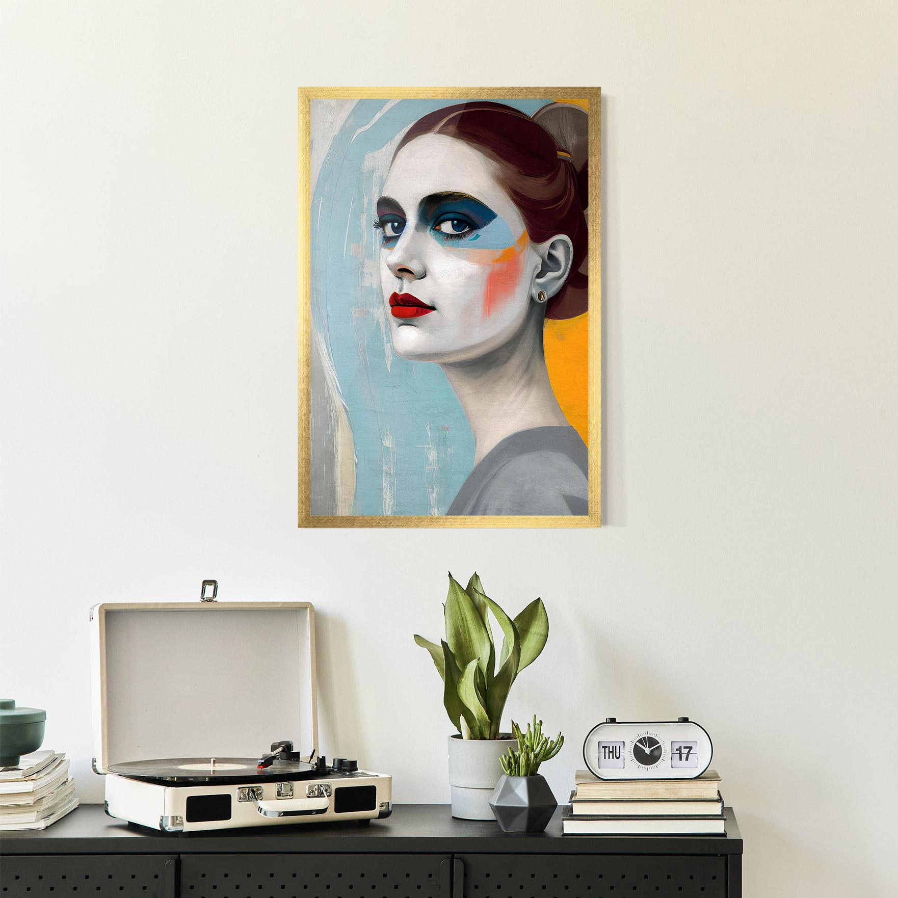 Gerahmte Poster White Blue Makeup mockup 2