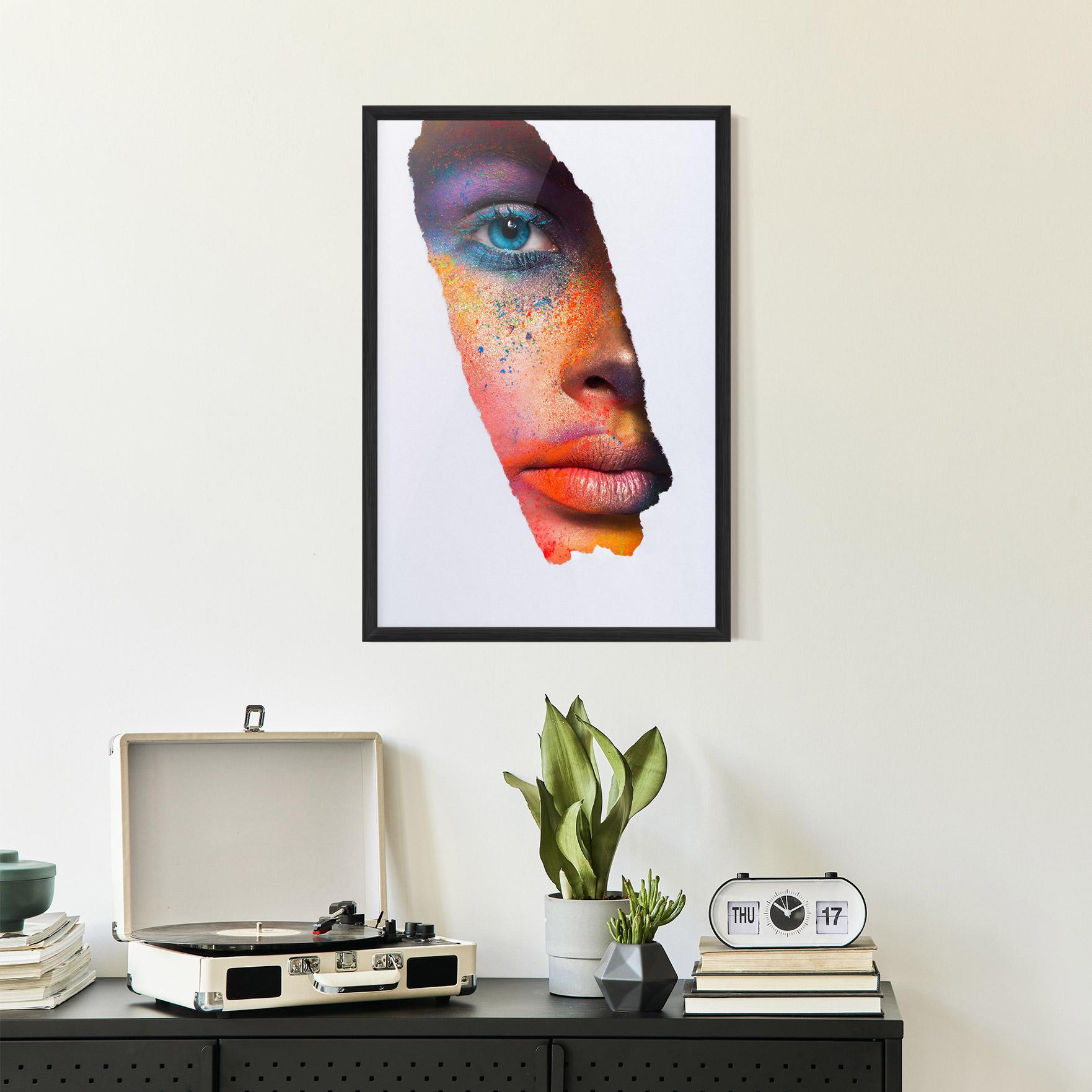 Gerahmte Poster Blue Eyelashes Makeup mockup 2